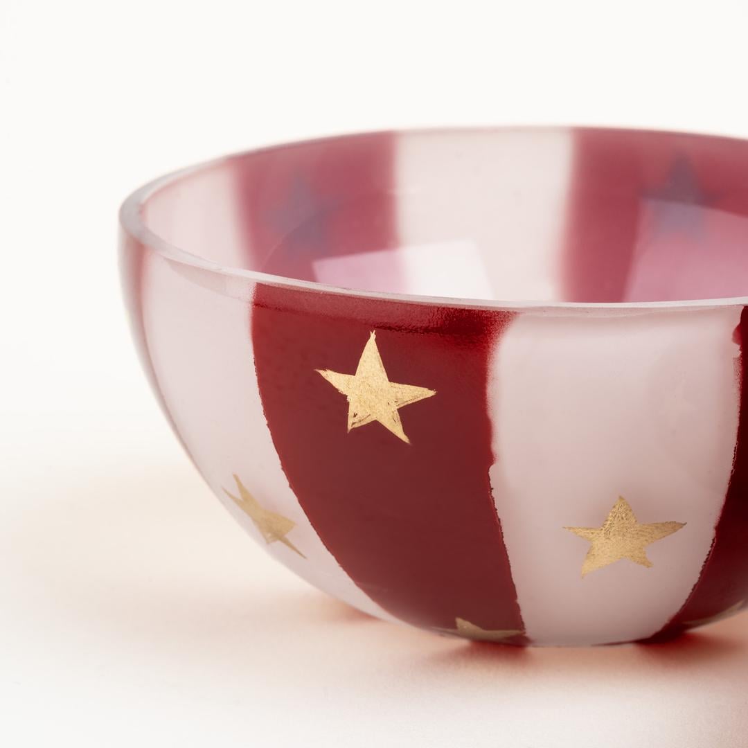 Aravalı Cam Dekoratif Kase 8x8x8 Cm Fuşya