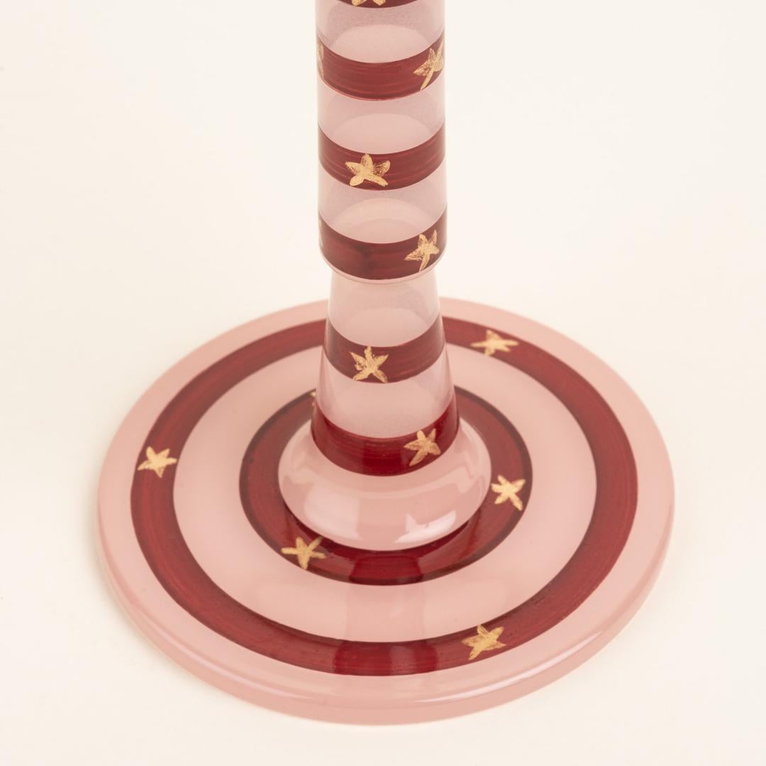 Aravalı Cam Şamdan 10x10x18 Cm Fuşya