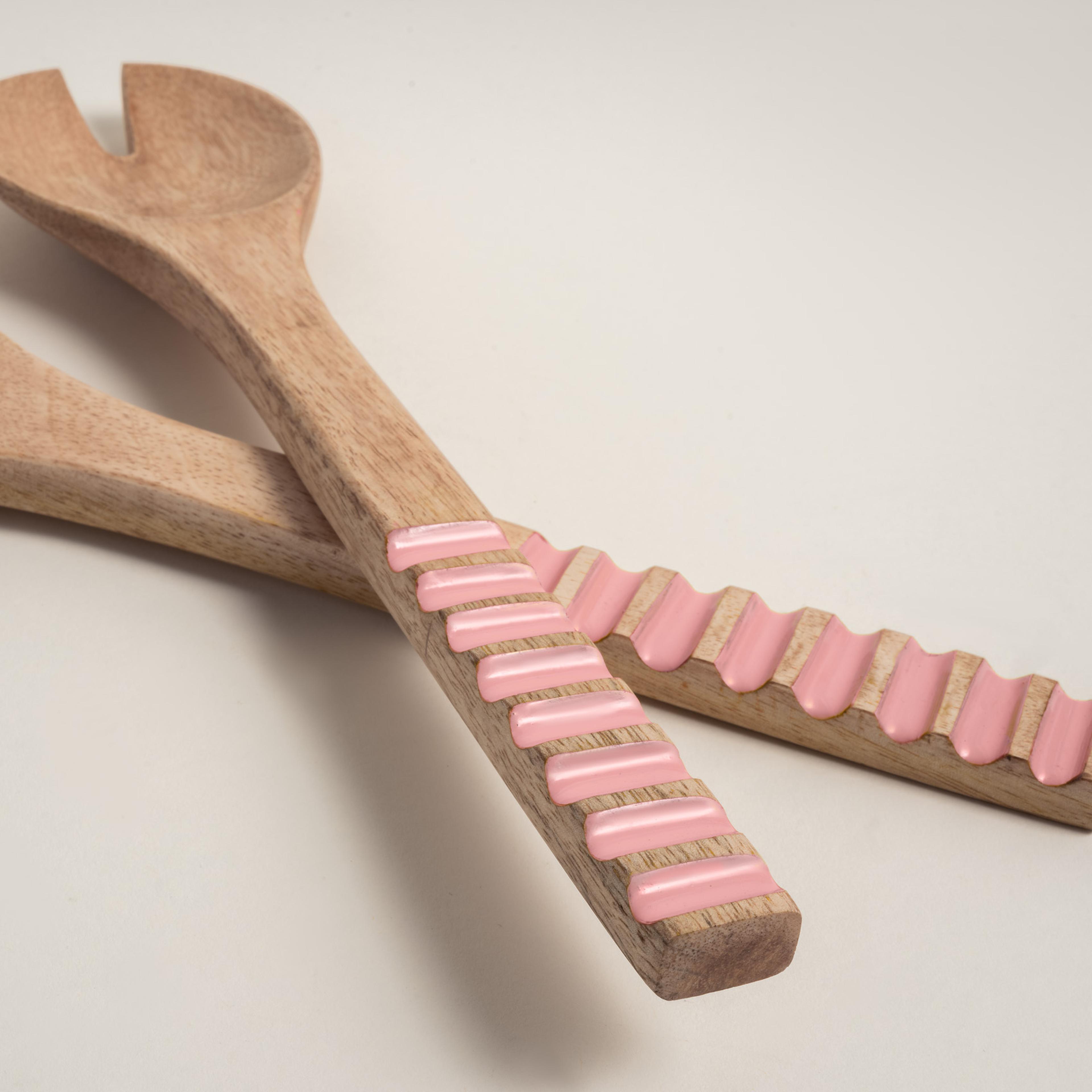 Lakrı Mango Ağacı Salata Kaşık Seti 30 Cm Fuşya