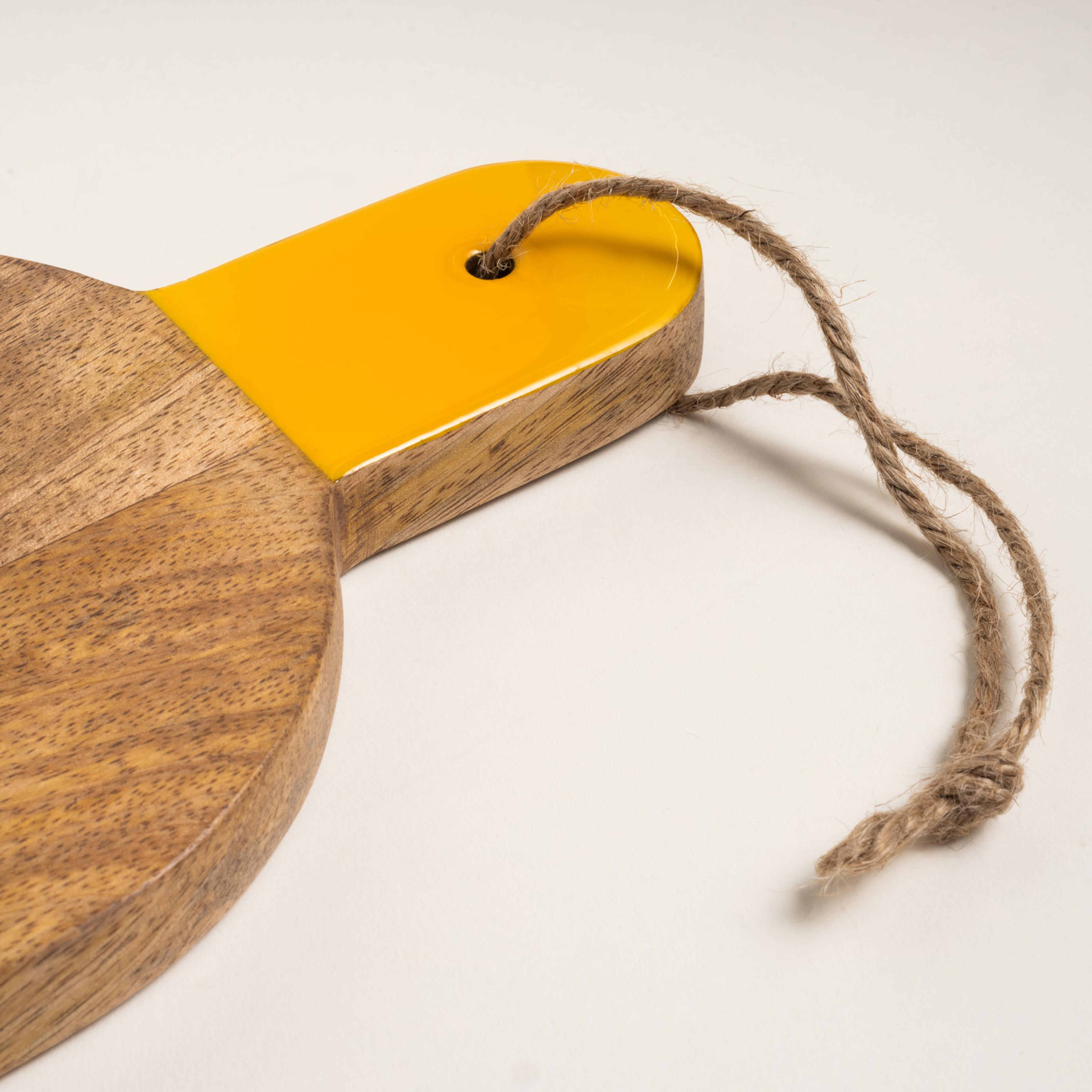 Lakrı Mango Ağacı Sunum Tahtası 33 Cm Sarı - Pembe