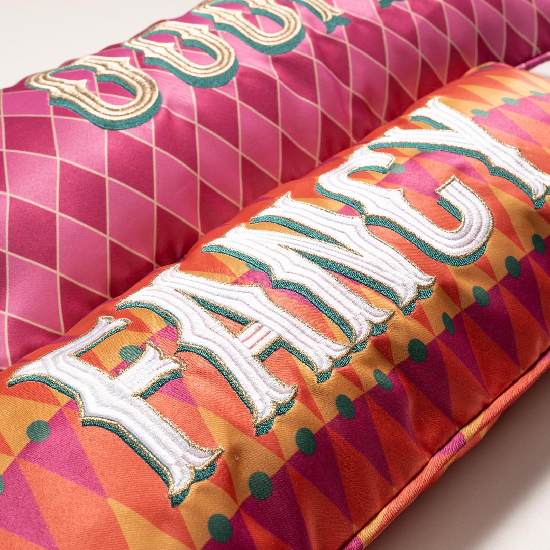 Prusa Nakışlı Baskılı Polyester %100 Polyester Dolgulu Kırlent 20x50 Cm Renkli