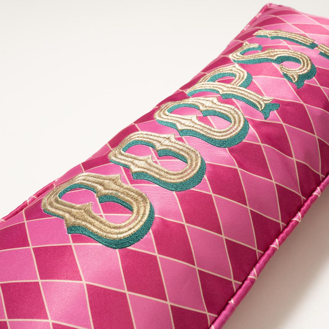 Prusa Dijital Baskılı Nakışlı Polyester %100 Polyester Dolgulu Kırlent 20x50 Cm Fuşya