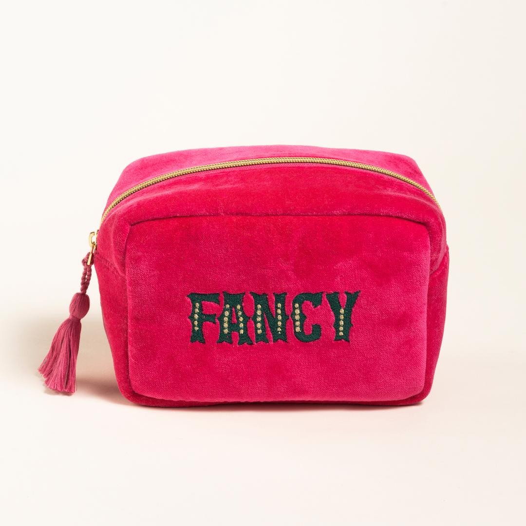 Delhı Nakışlı Küçük Boy Pamuk Pamuk Makyaj Çantası 12x18 Cm Fuşya