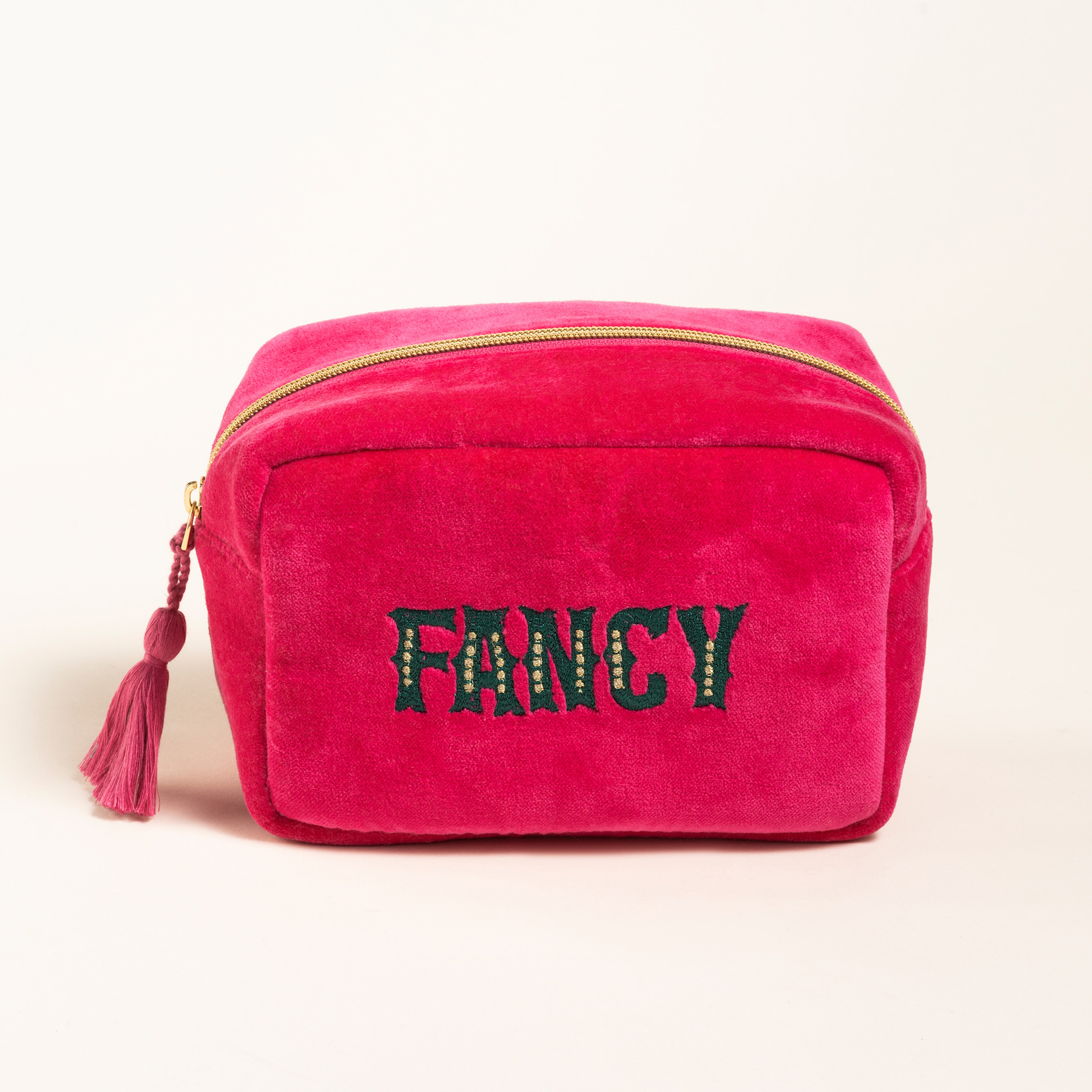 Delhı Nakışlı Küçük Boy Pamuk Pamuk Makyaj Çantası 12x18 Cm Fuşya