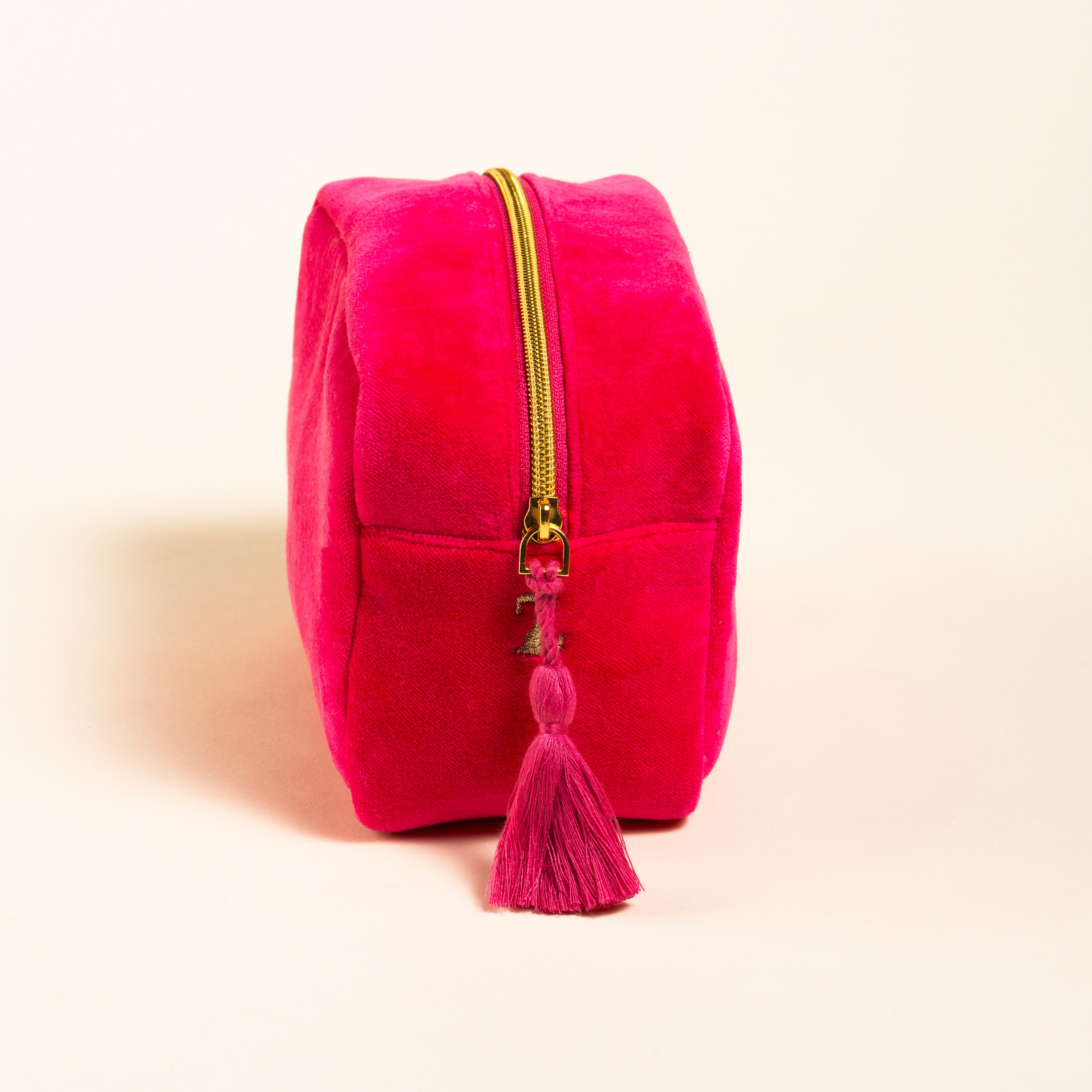 Delhı Nakışlı Küçük Boy Pamuk Pamuk Makyaj Çantası 12x18 Cm Fuşya