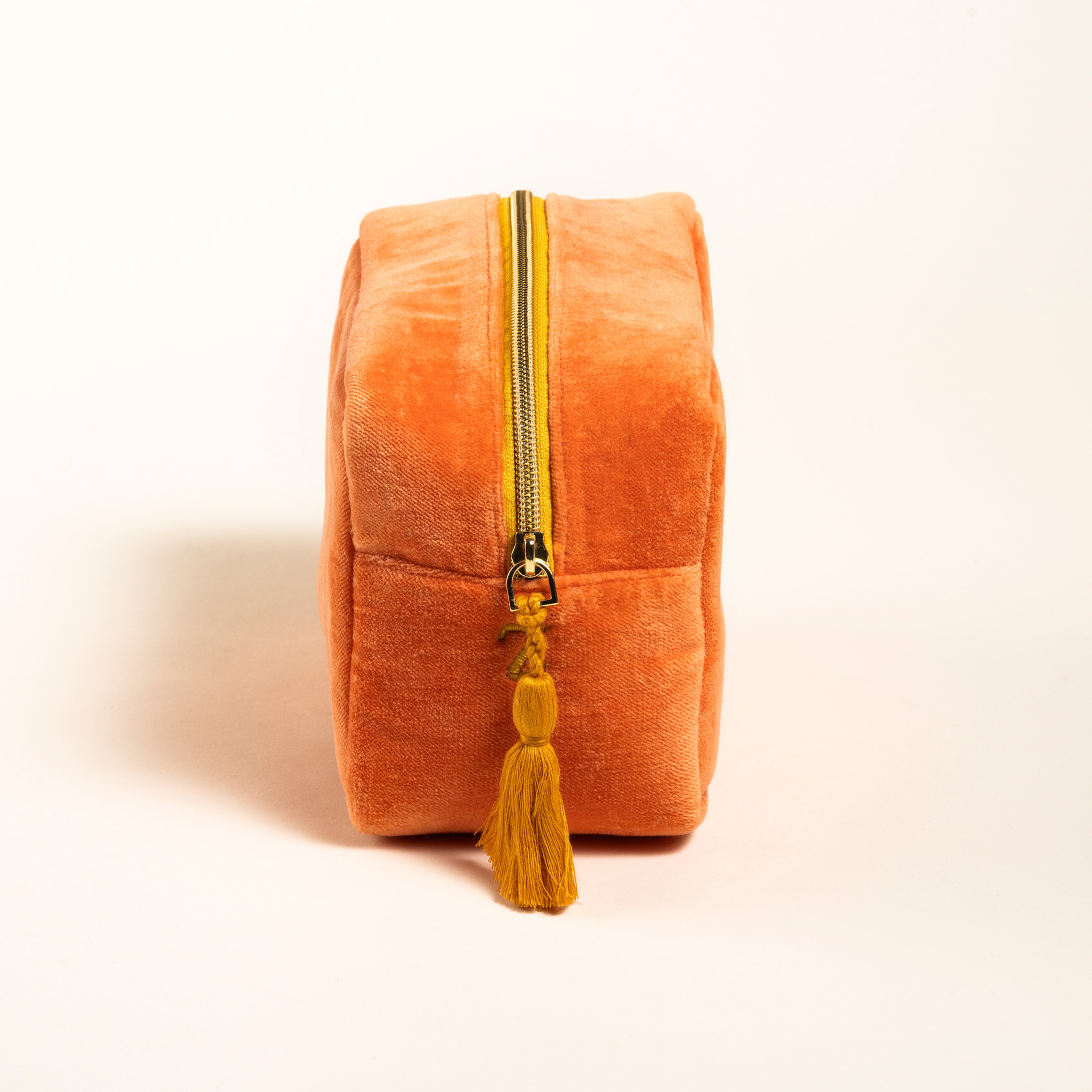 Delhı Nakışlı Küçük Boy Pamuk Pamuk Makyaj Çantası 12x18 Cm Turuncu