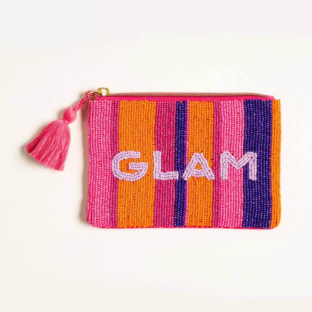 Delhı Boncuk Nakışlı Küçük Boy Pamuk Pamuk Makyaj Çantası 12x18 Cm Renkli