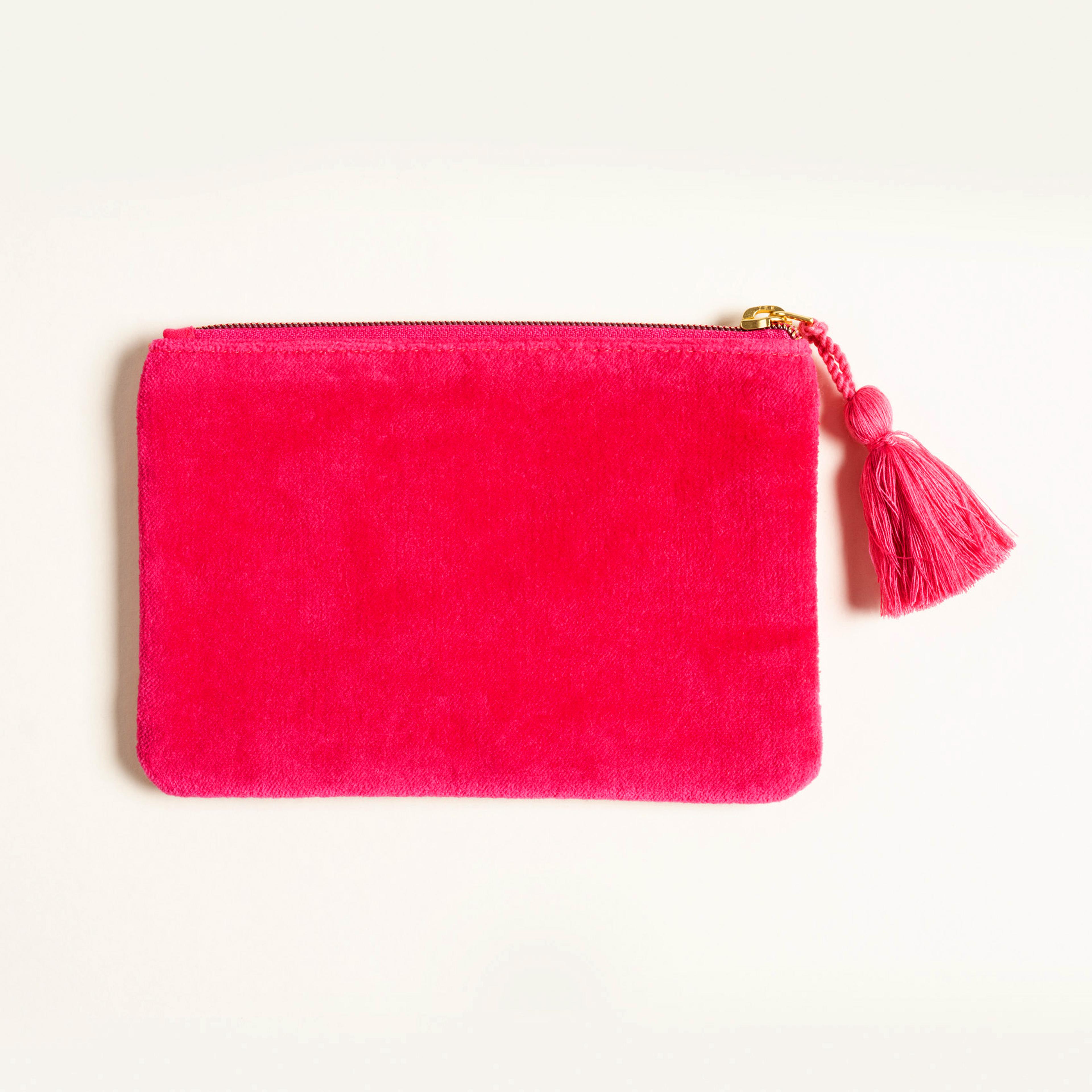 Delhı Boncuk Nakışlı Küçük Boy Pamuk Pamuk Makyaj Çantası 12x18 Cm Renkli