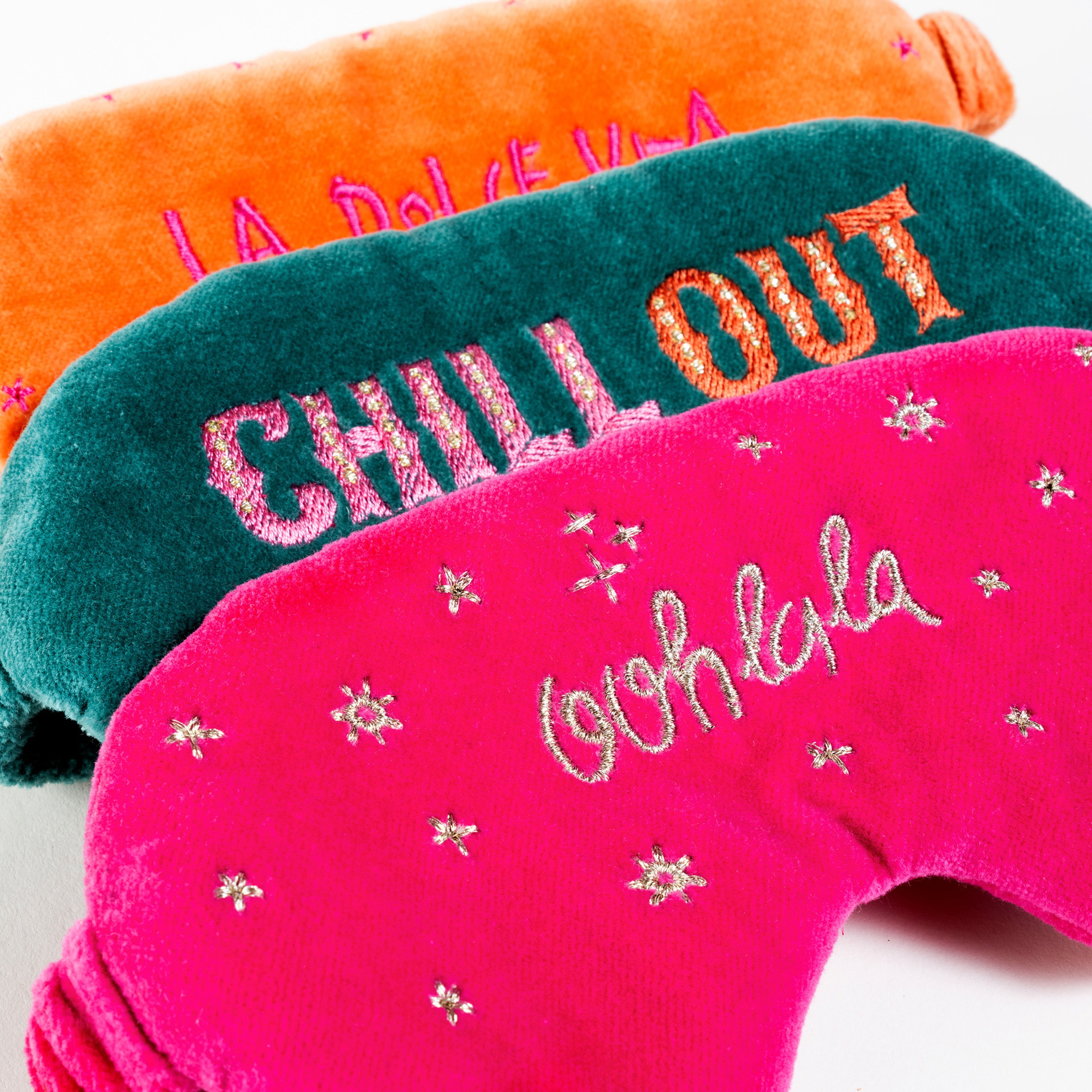 Delhı Nakışlı Pamuk Pamuk Uyku Bandı 18.5x9 Cm Fuşya