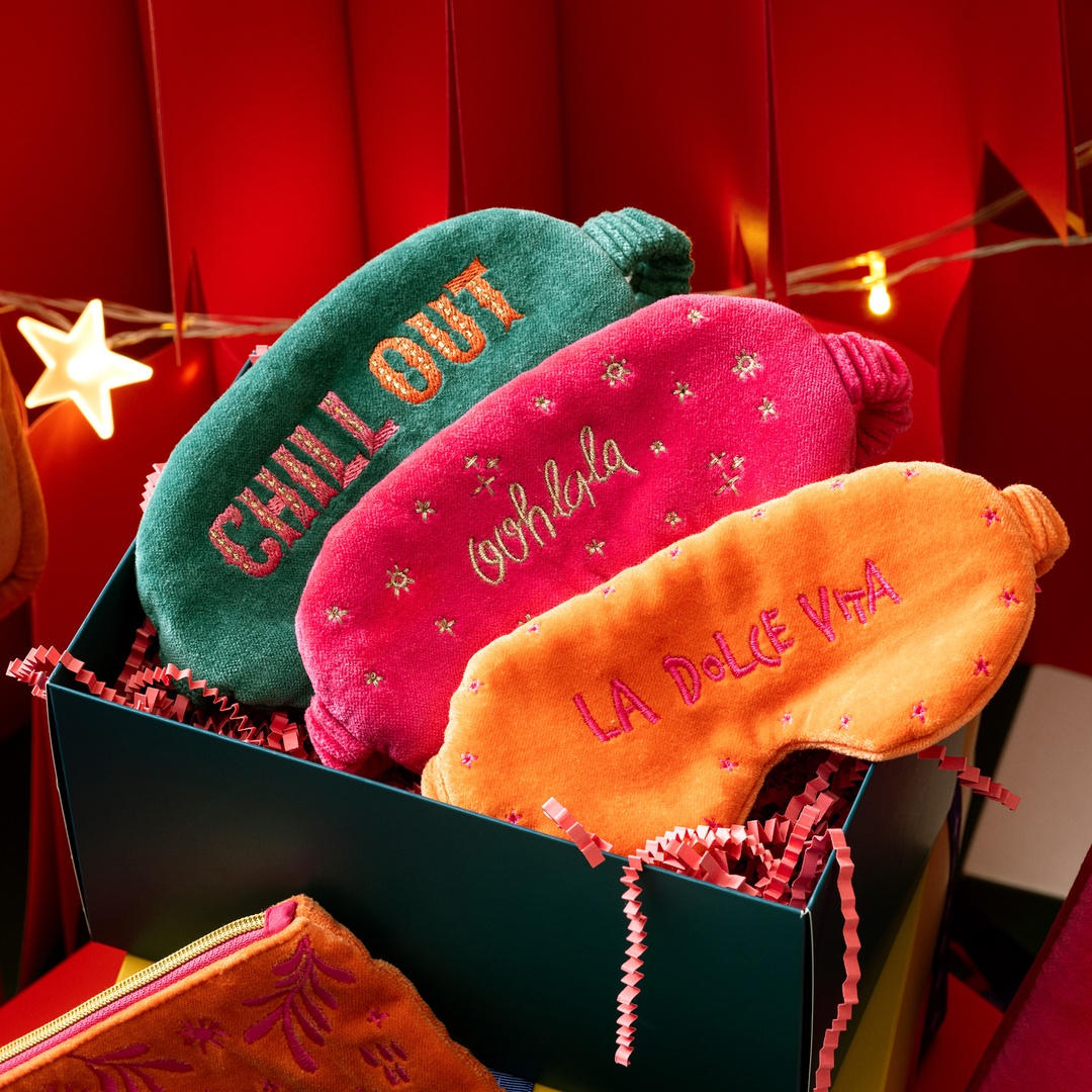 Delhı Nakışlı Pamuk Pamuk Uyku Bandı 18.5x9 Cm Fuşya