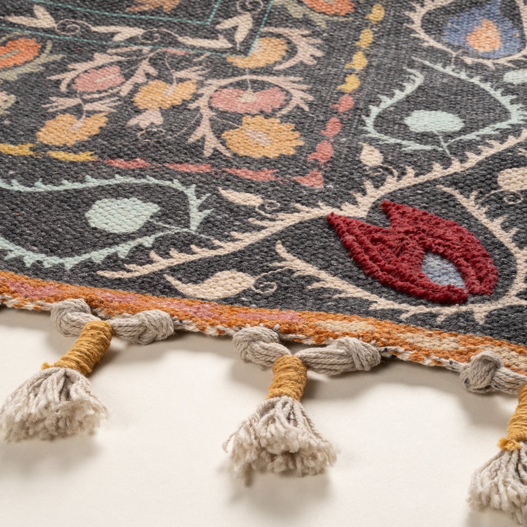 Palrı Pamuk Pamuk %100 Pamuk Kilim 120x180 Cm Siyah