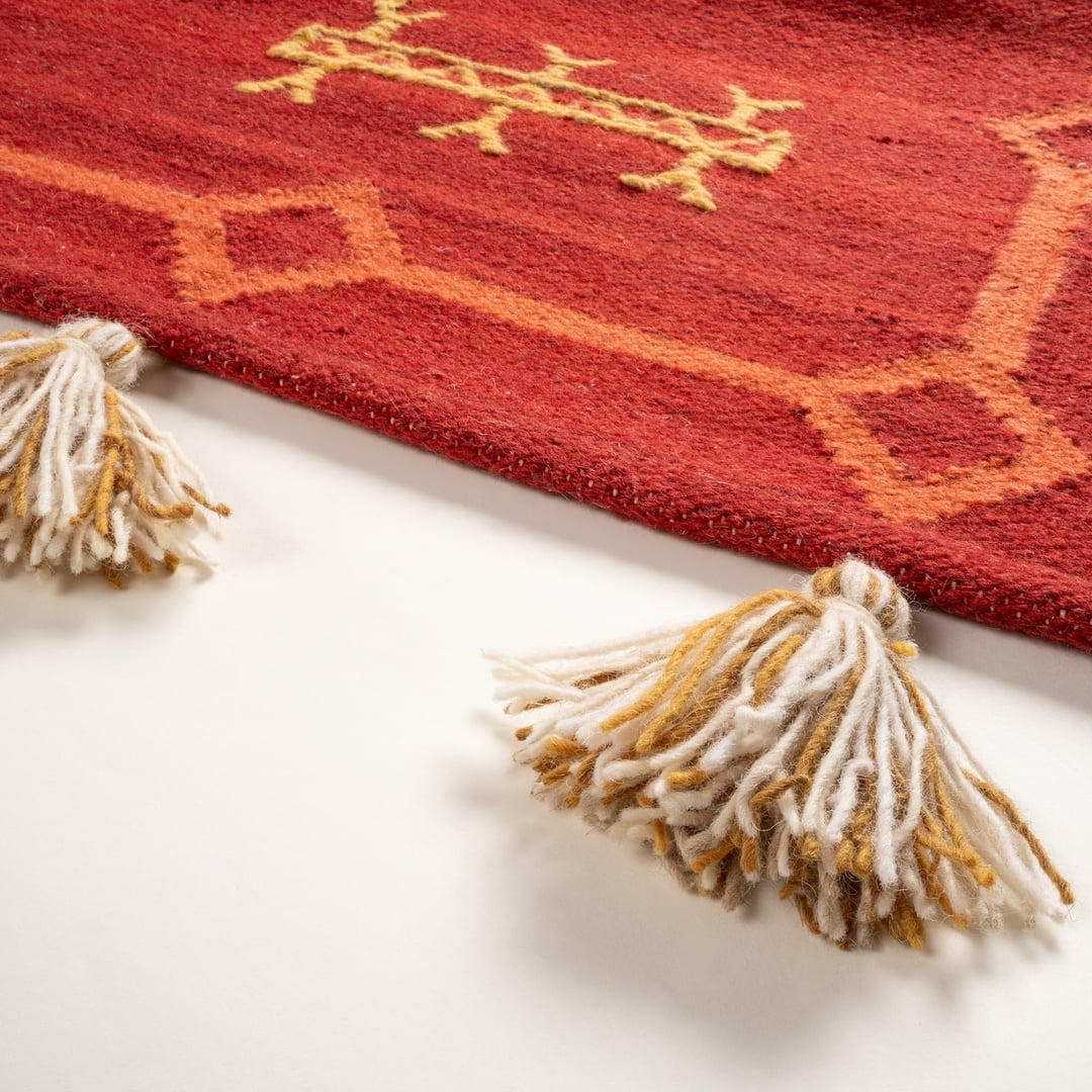 Jaıpur Yün Kilim 80x150 Cm Kırmızı