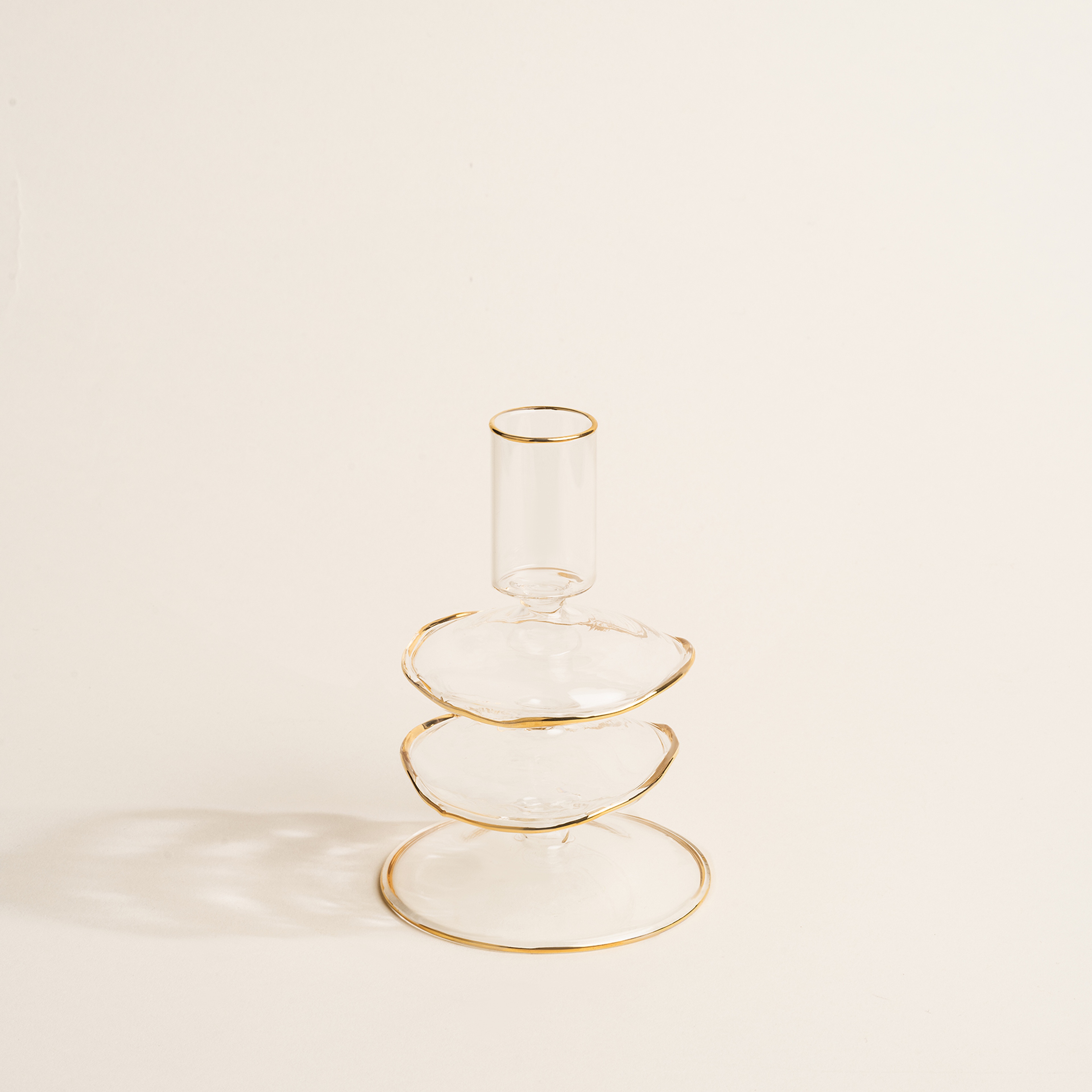 Henan Borosilikat Cam Şamdan 8x8x13 Cm Altın