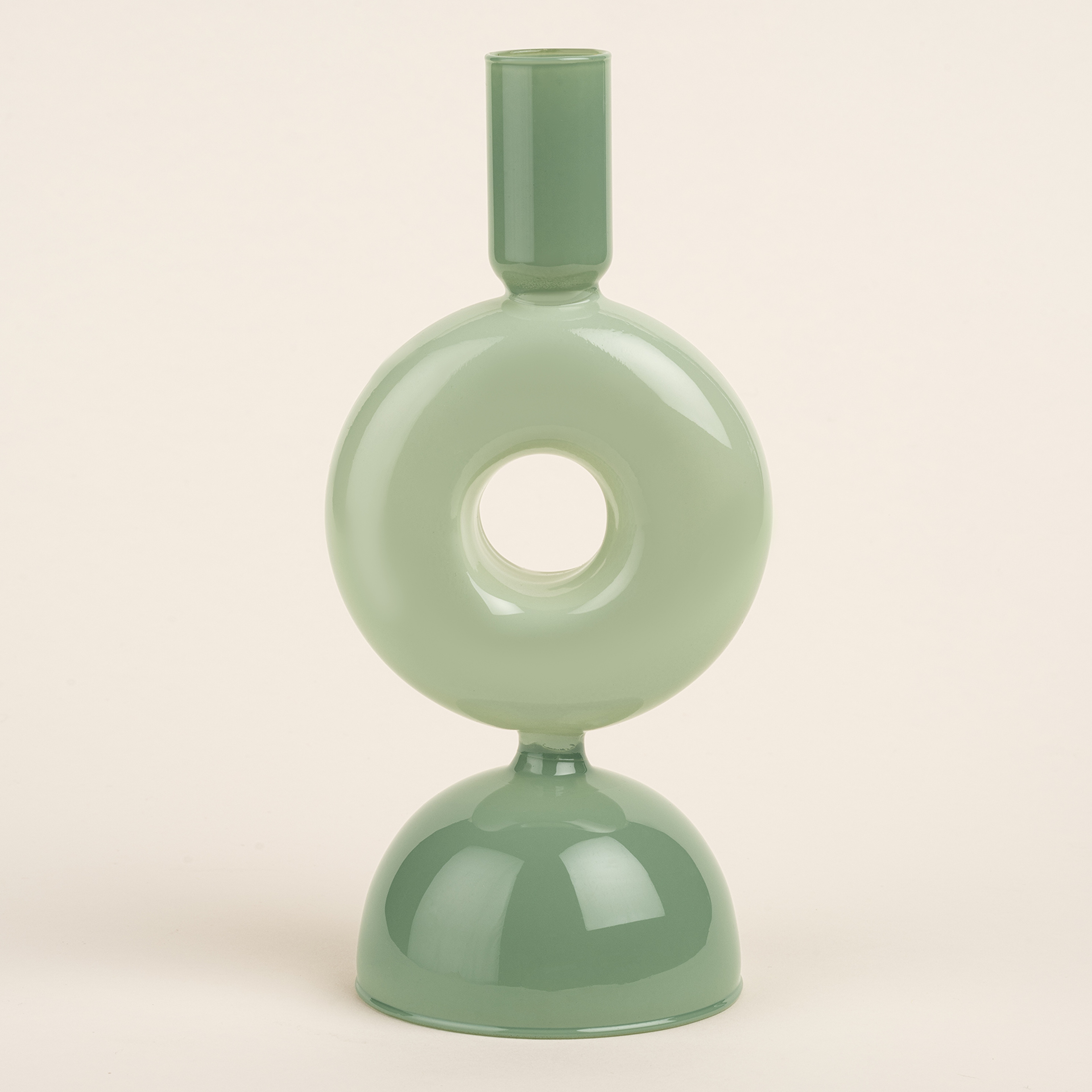 Henan Borosilikat Cam Şamdan 9x9x20 Cm Yeşil