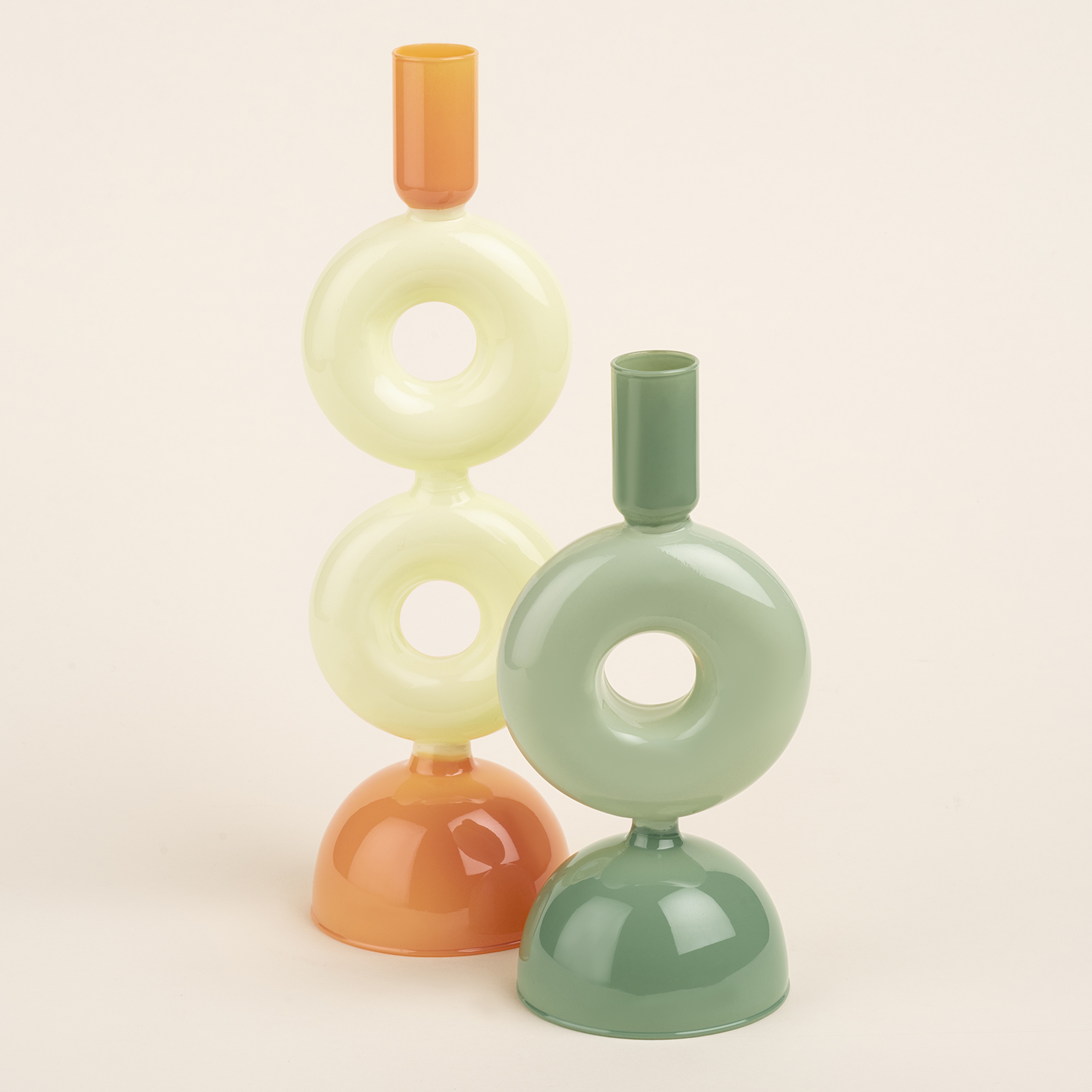 Henan Borosilikat Cam Şamdan 9x9x20 Cm Yeşil