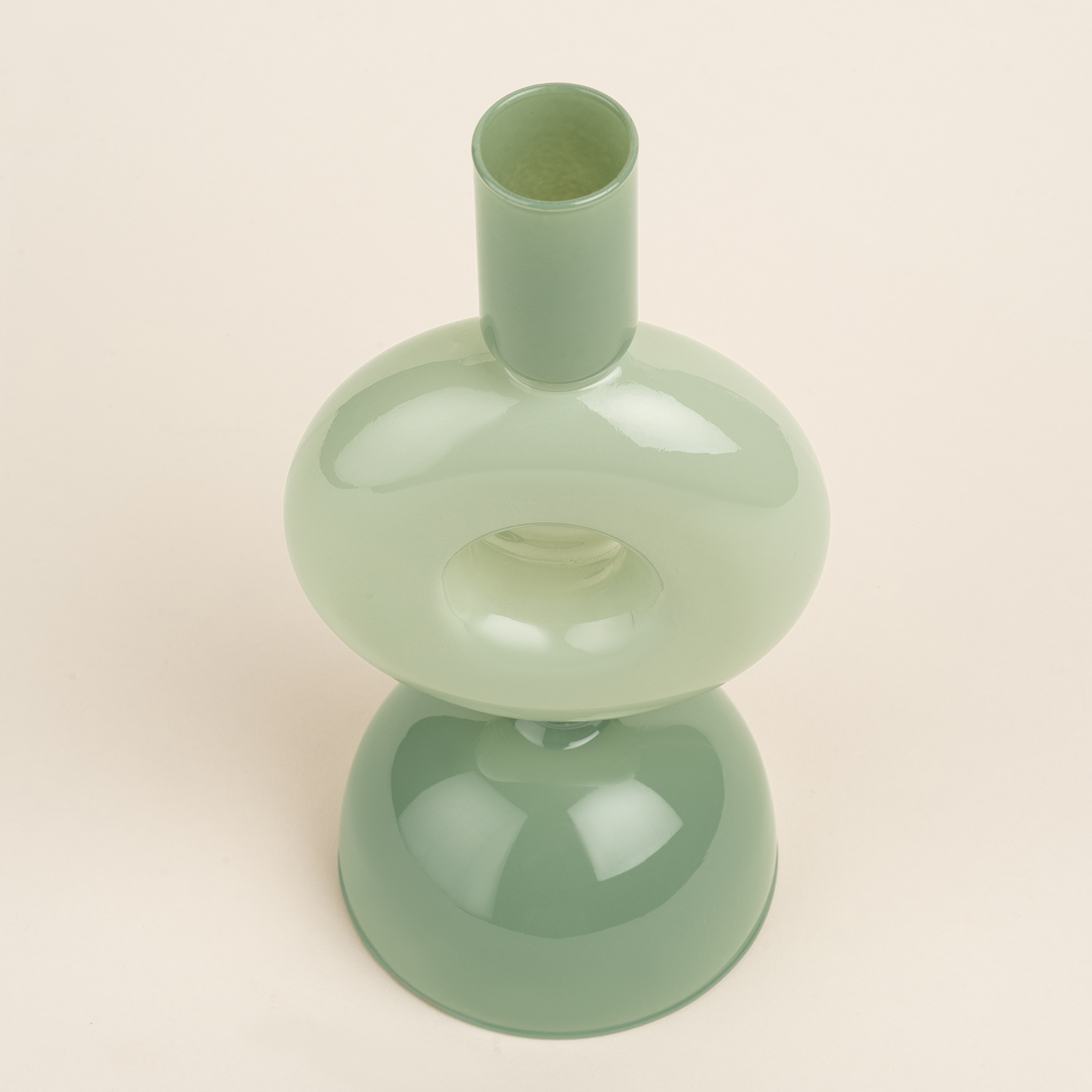 Henan Borosilikat Cam Şamdan 9x9x20 Cm Yeşil