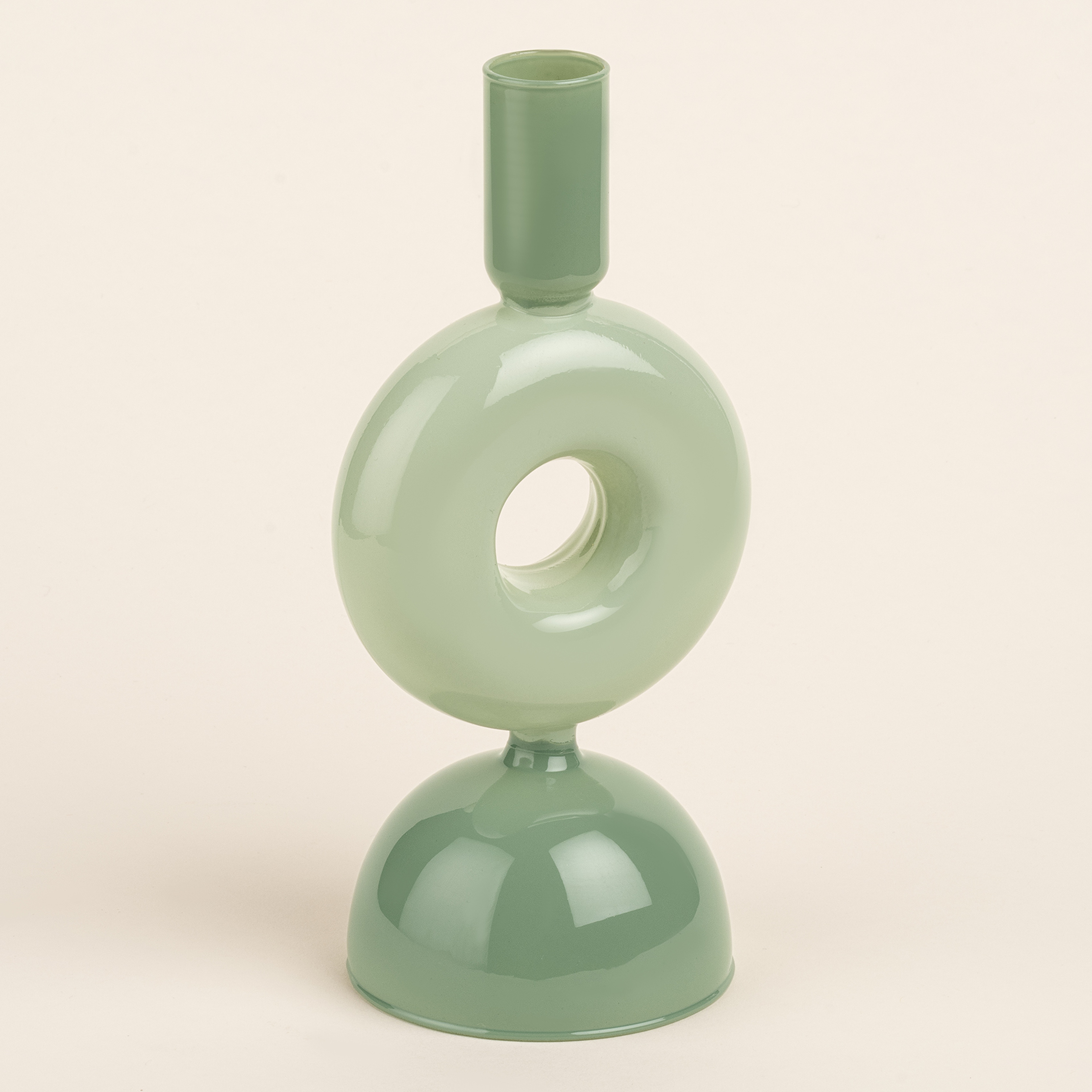 Henan Borosilikat Cam Şamdan 9x9x20 Cm Yeşil