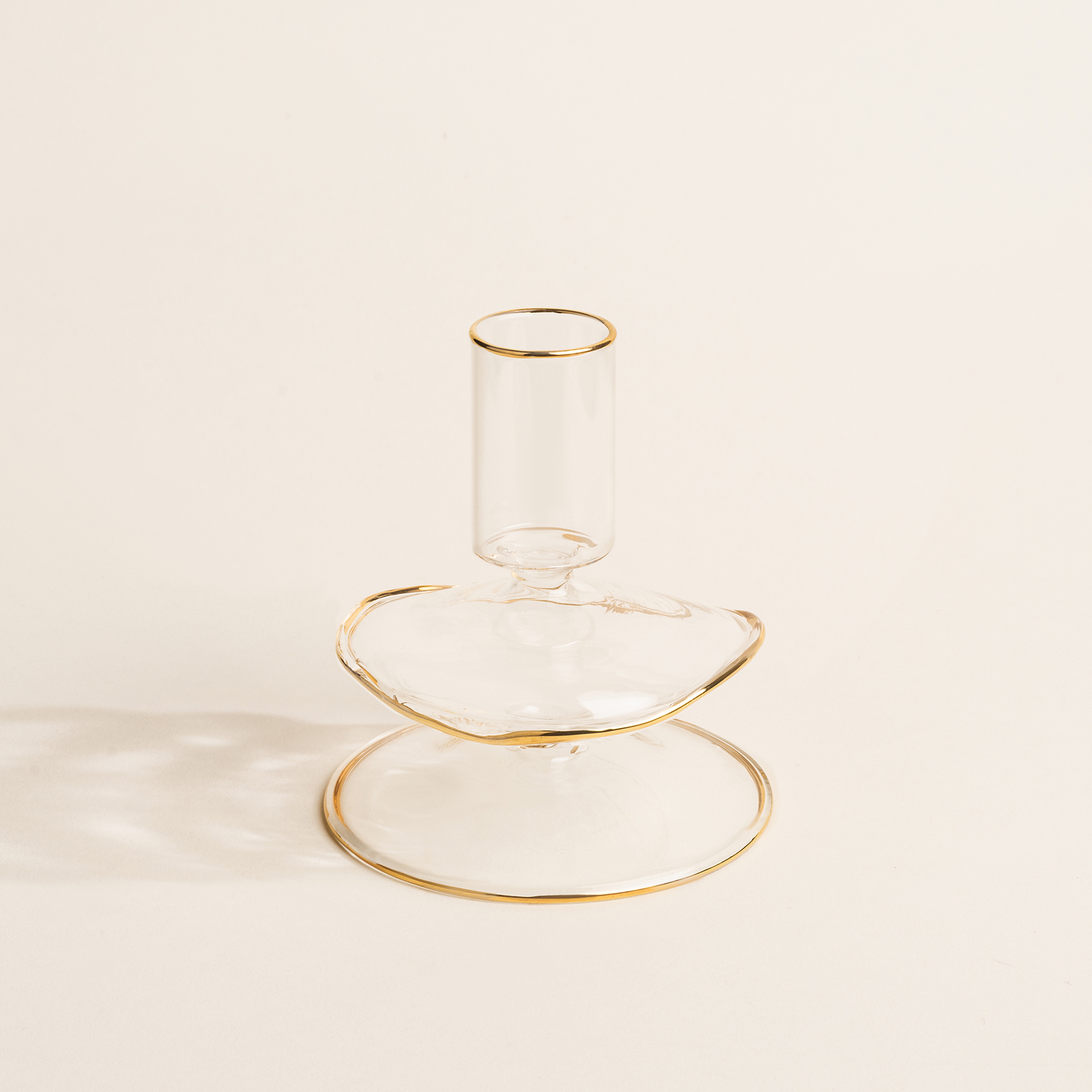 Henan Borosilikat Cam Şamdan 8x8x9 Cm Altın