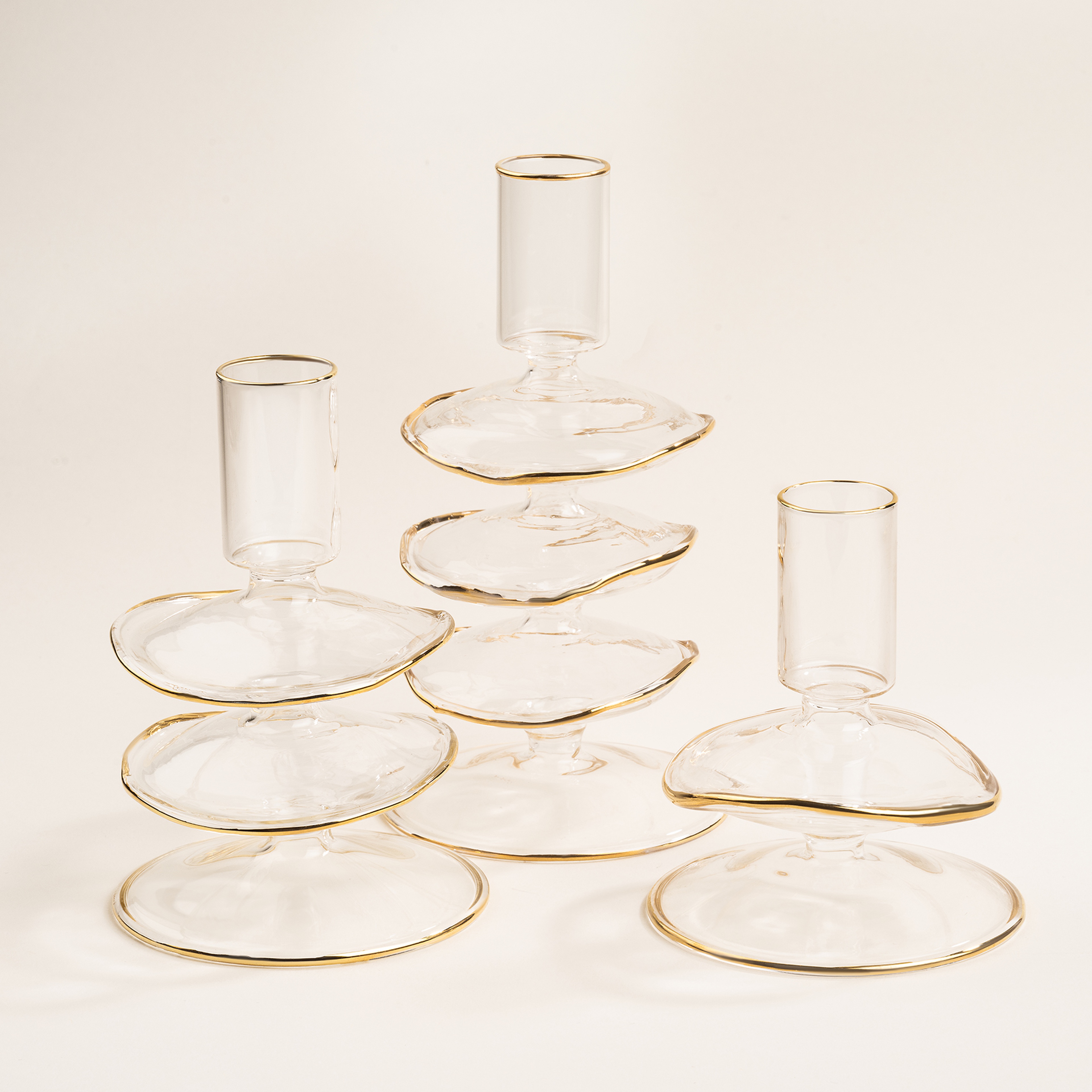 Henan Borosilikat Cam Şamdan 8x8x9 Cm Altın