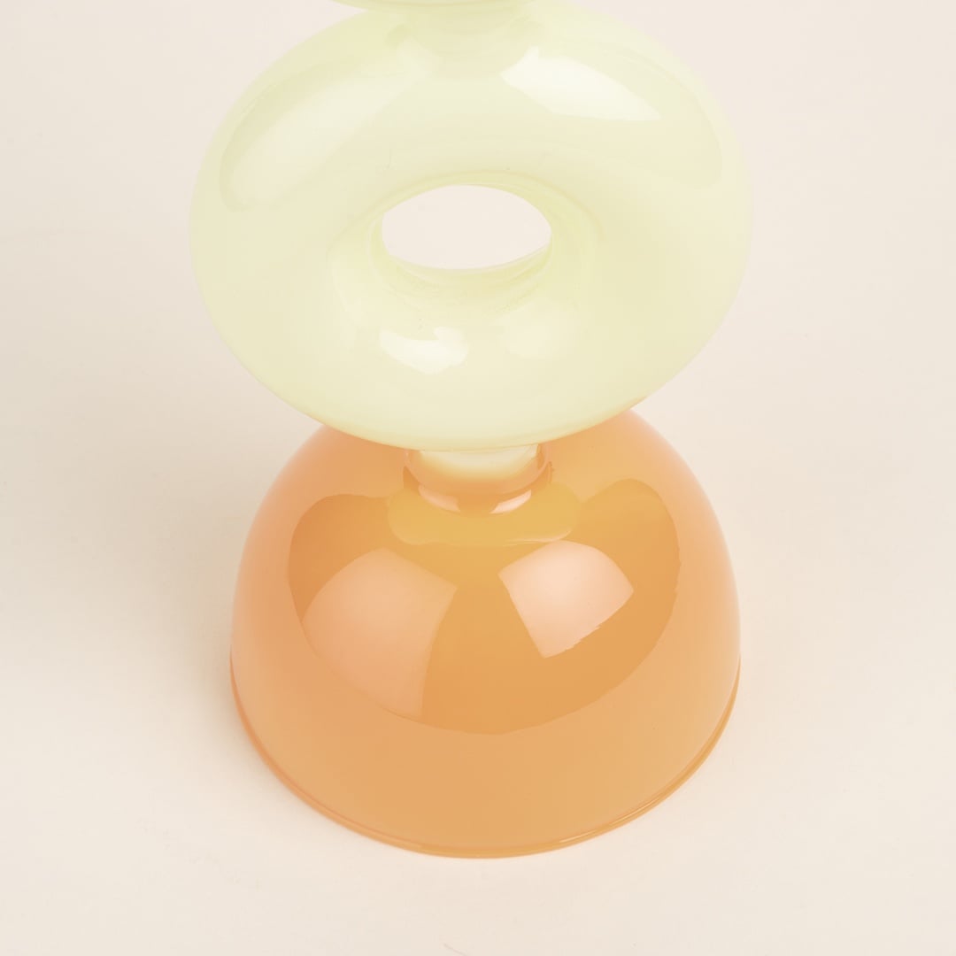 Henan Borosilikat Cam Şamdan 8x8x27 Cm Sarı