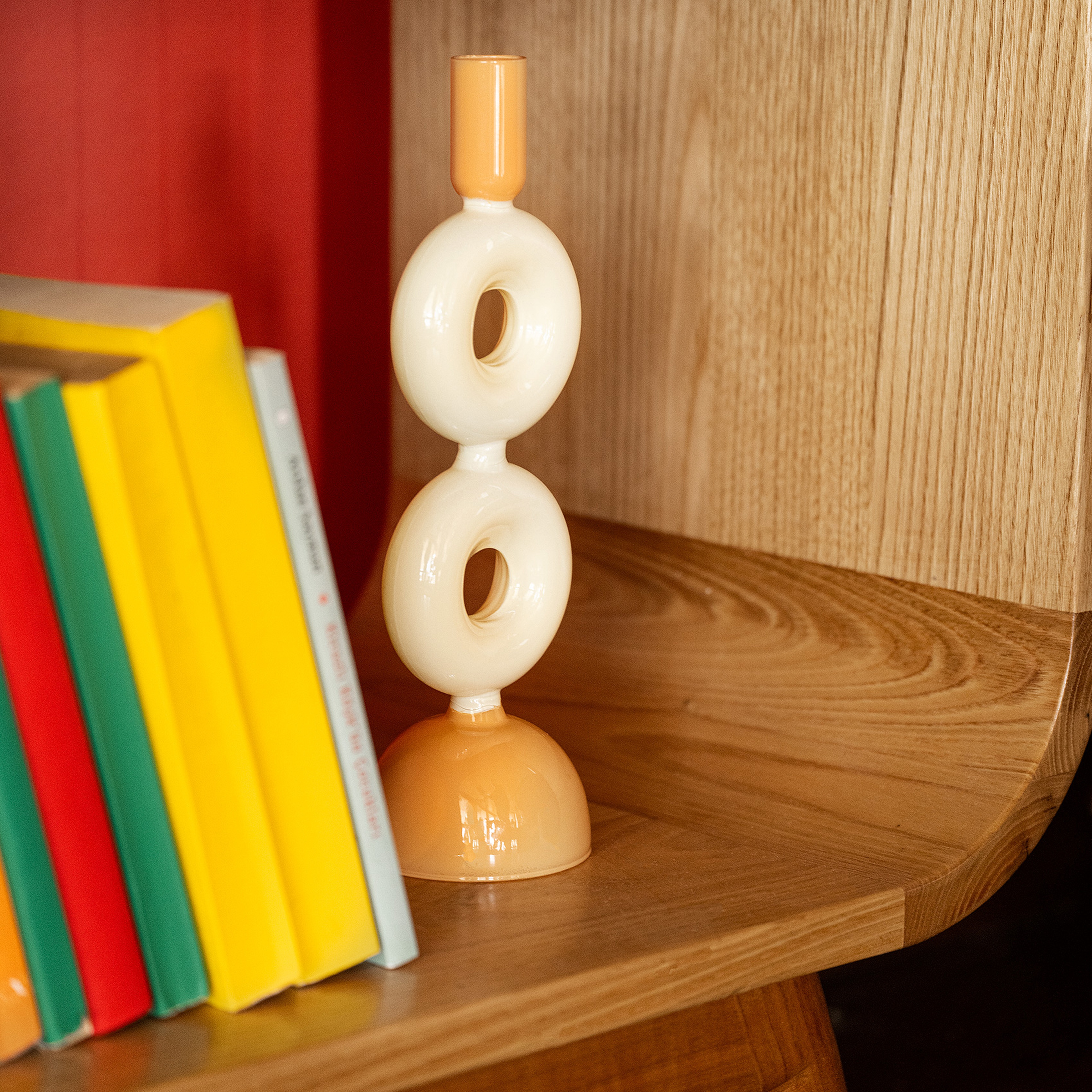 Henan Borosilikat Cam Şamdan 8x8x27 Cm Sarı