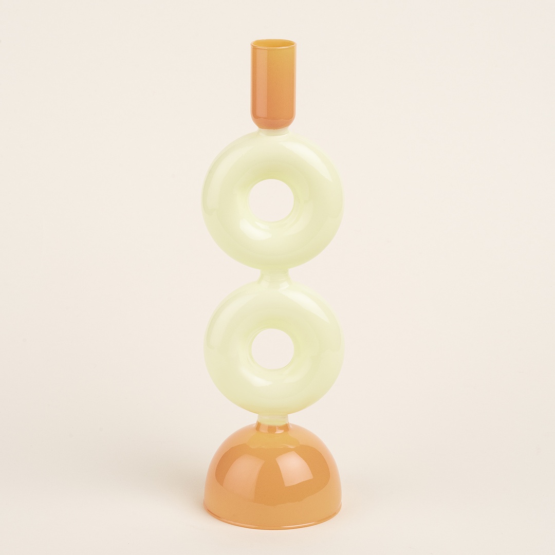 Henan Borosilikat Cam Şamdan 8x8x27 Cm Sarı