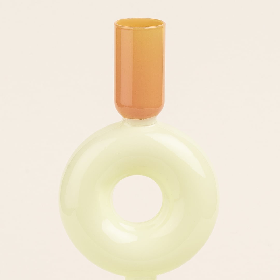 Henan Borosilikat Cam Şamdan 8x8x27 Cm Sarı