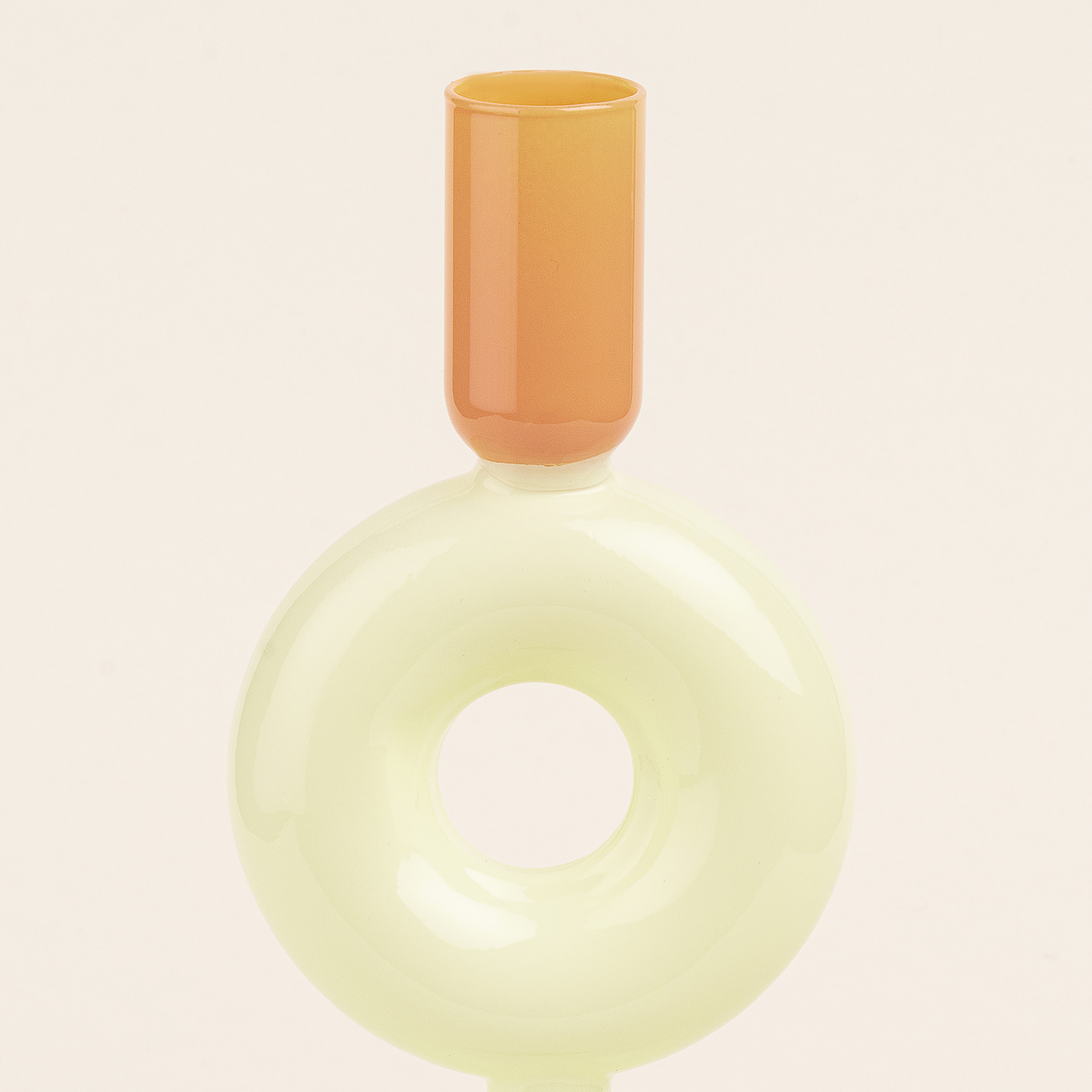 Henan Borosilikat Cam Şamdan 8x8x27 Cm Sarı