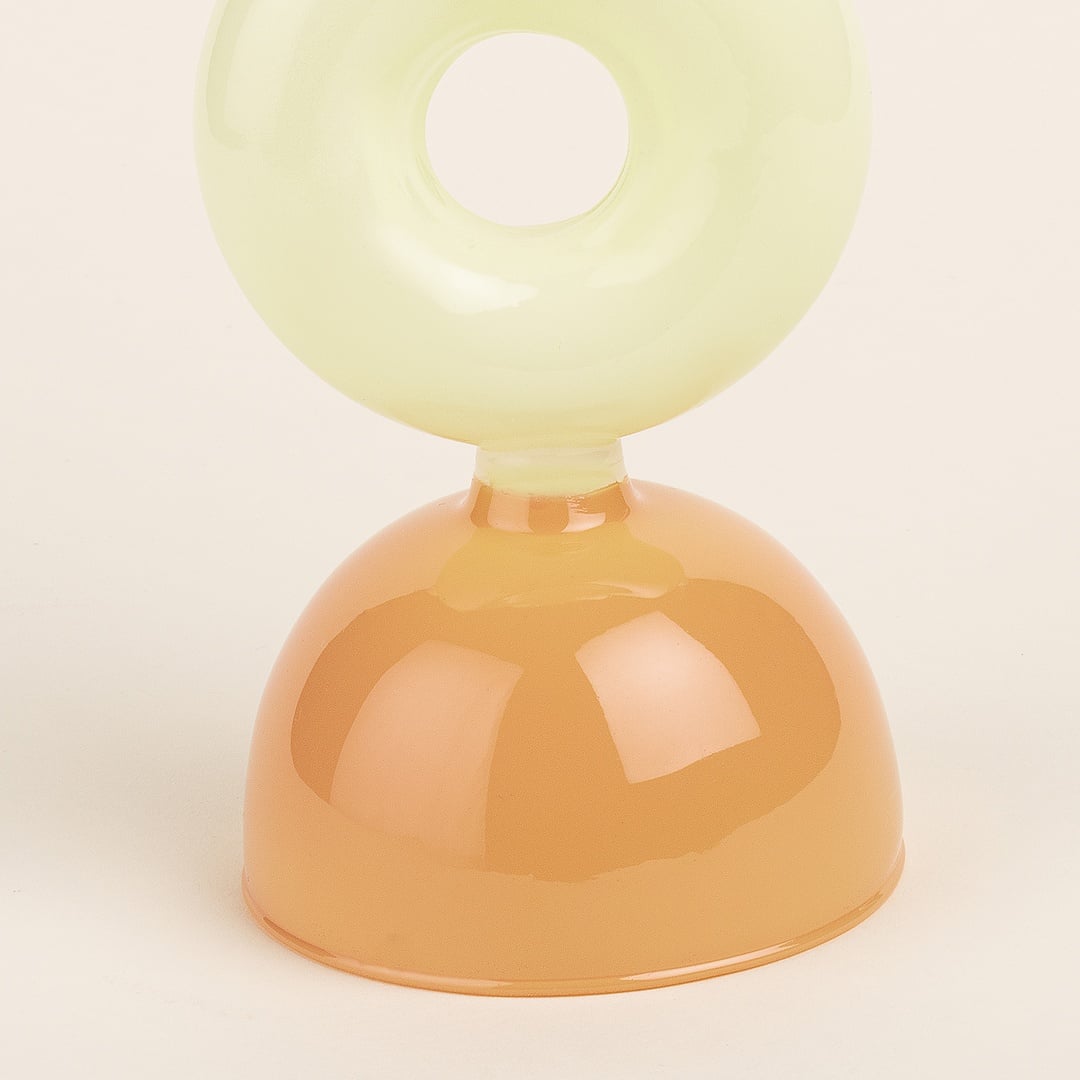 Henan Borosilikat Cam Şamdan 8x8x27 Cm Sarı