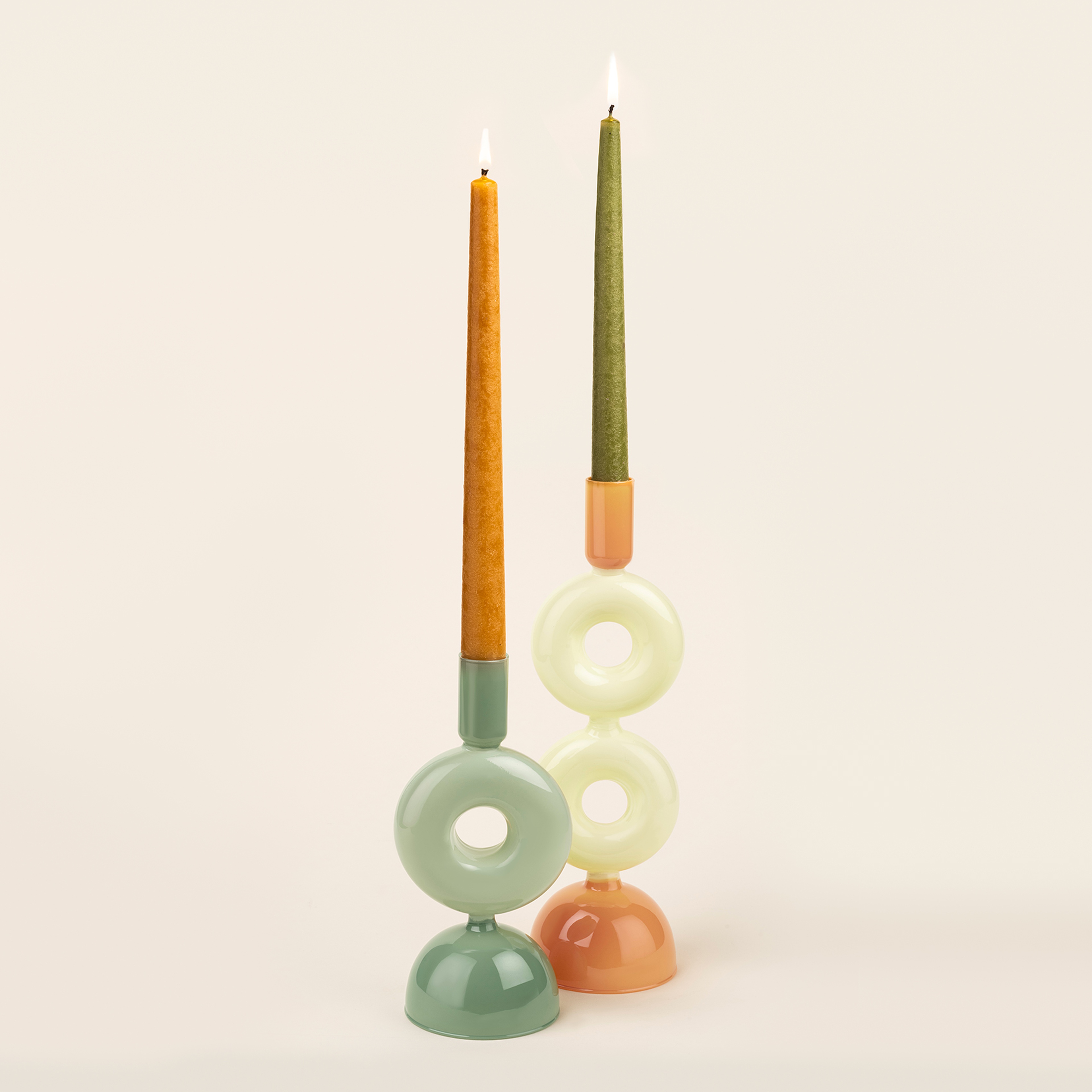 Henan Borosilikat Cam Şamdan 8x8x27 Cm Sarı