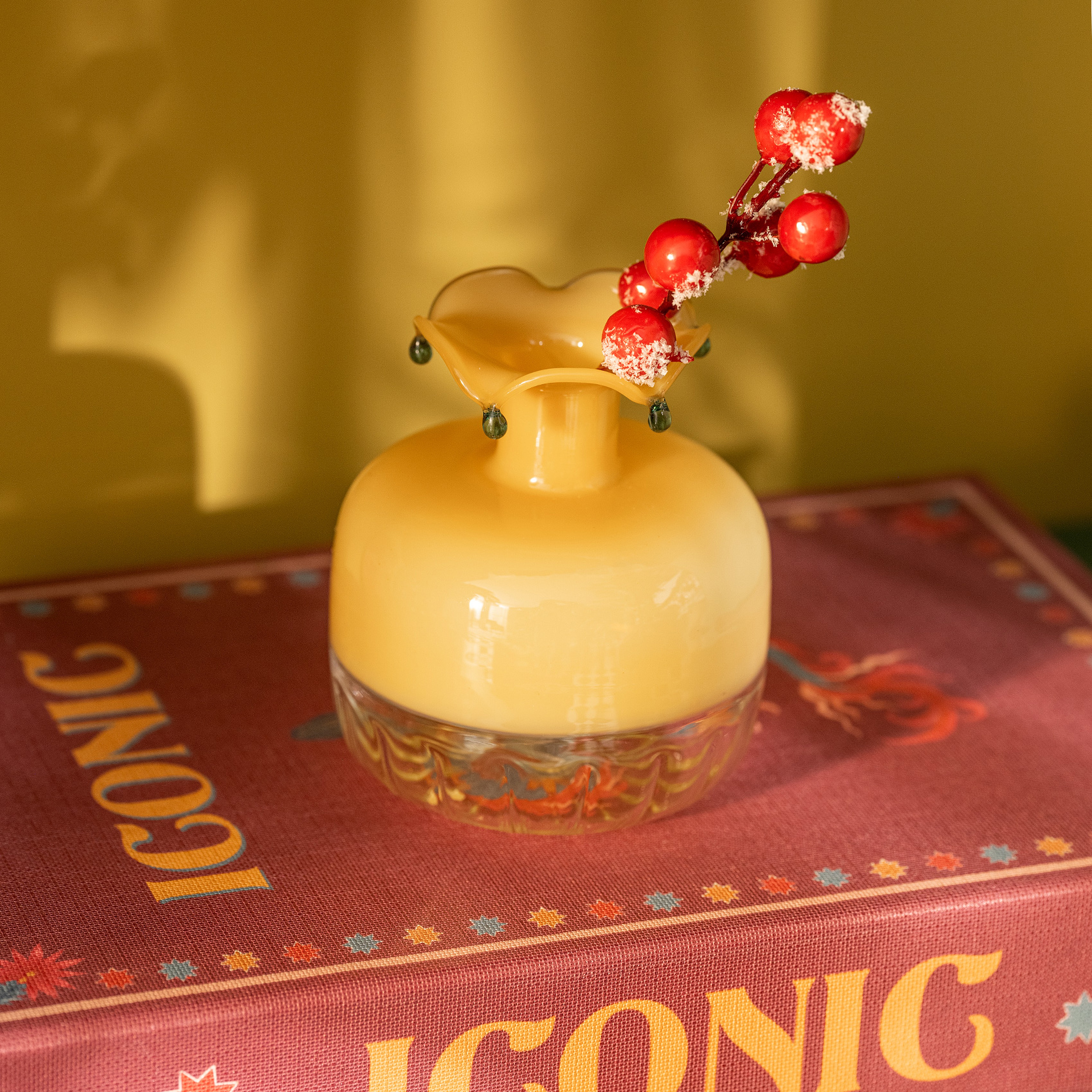 Henan Borosilikat Cam Vazo 9x9x11 Cm Sarı