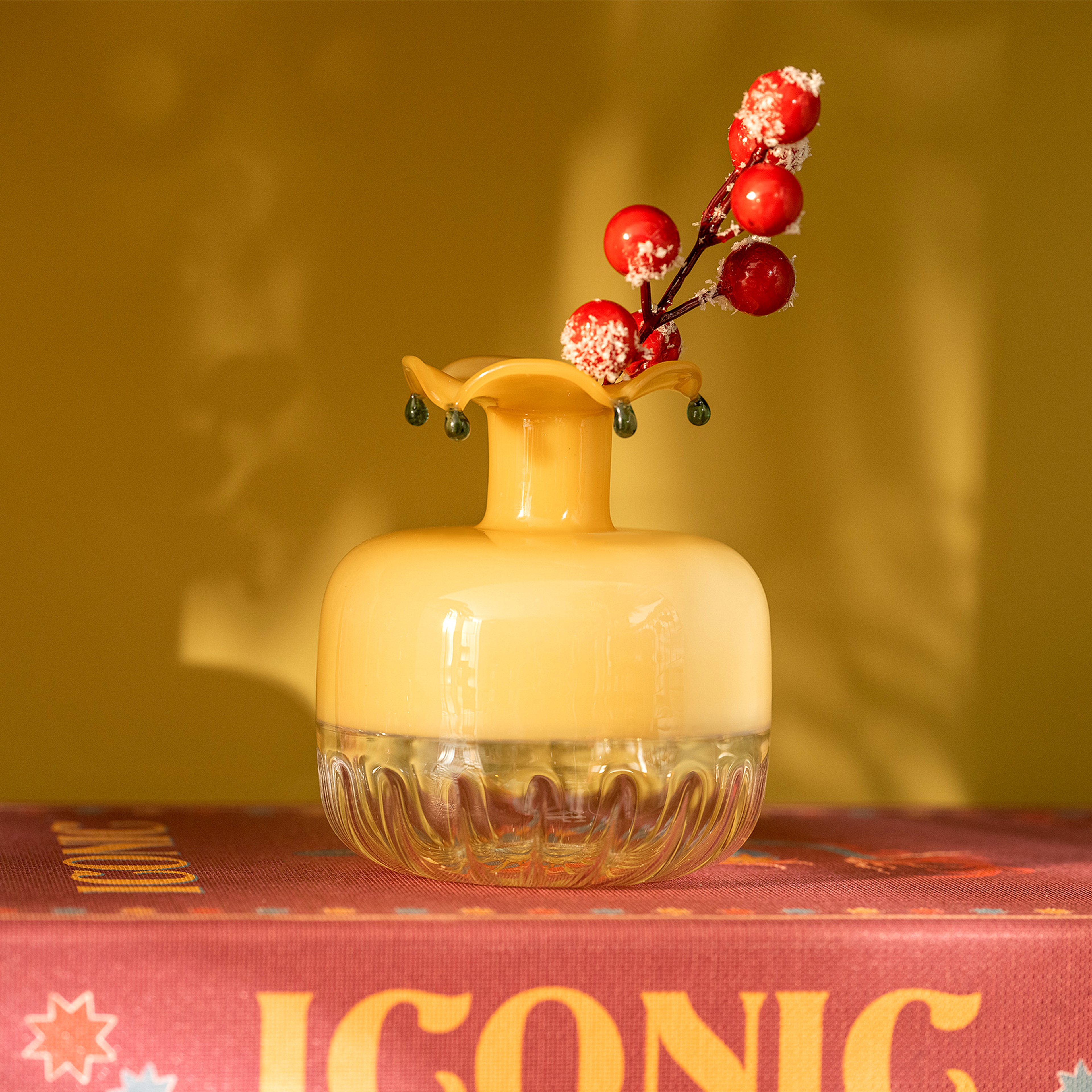 Henan Borosilikat Cam Vazo 9x9x11 Cm Sarı