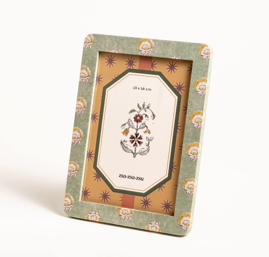 Noıda Baskılı Yapay Süet - Mdf - Cam - Kumaş: %100 Pamuk Çerçeve 17.30x23.50 Cm Orman Yeşilı