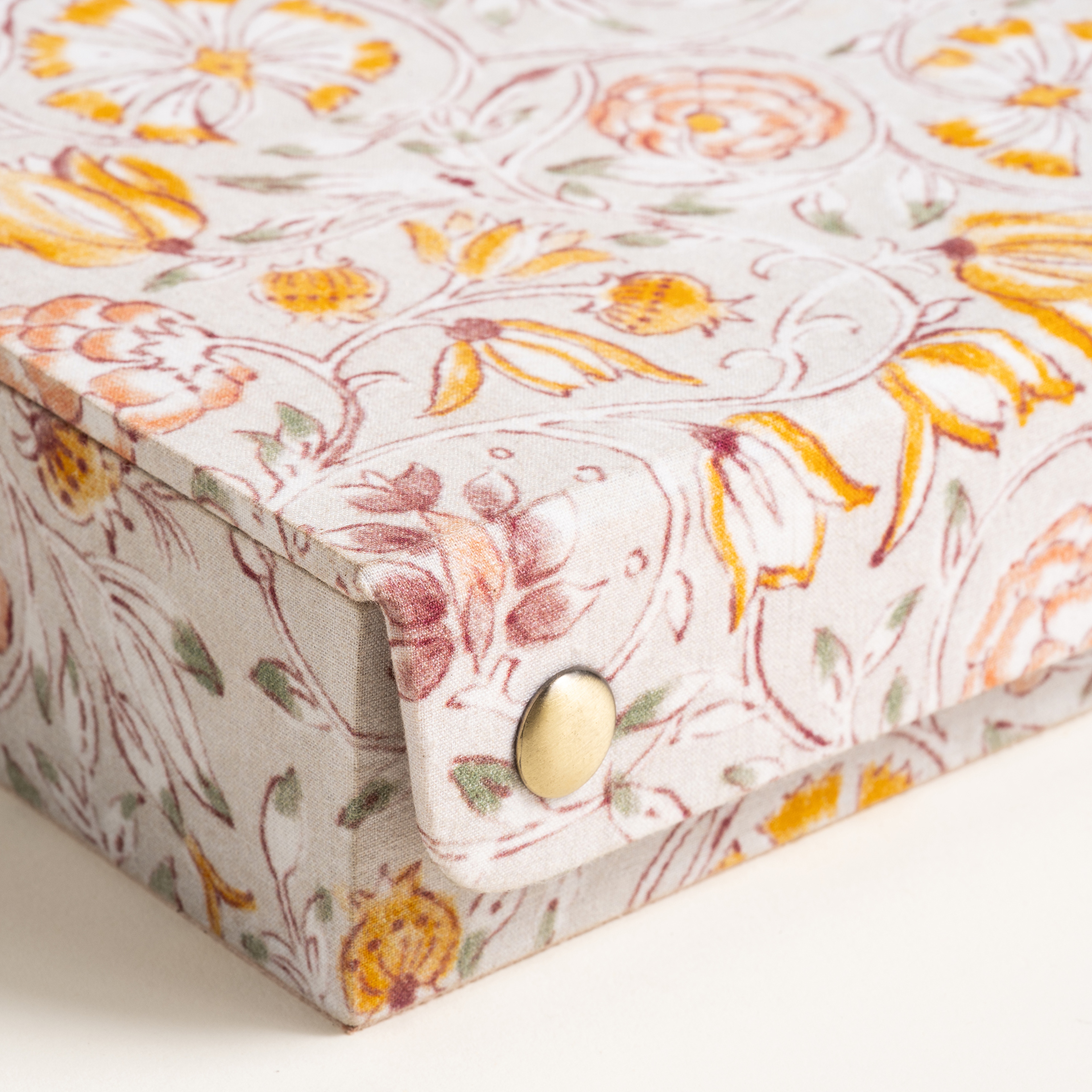 Noıda Baskılı Pamuk Dekoratif Kutu 32.80x21.60 Cm Gri