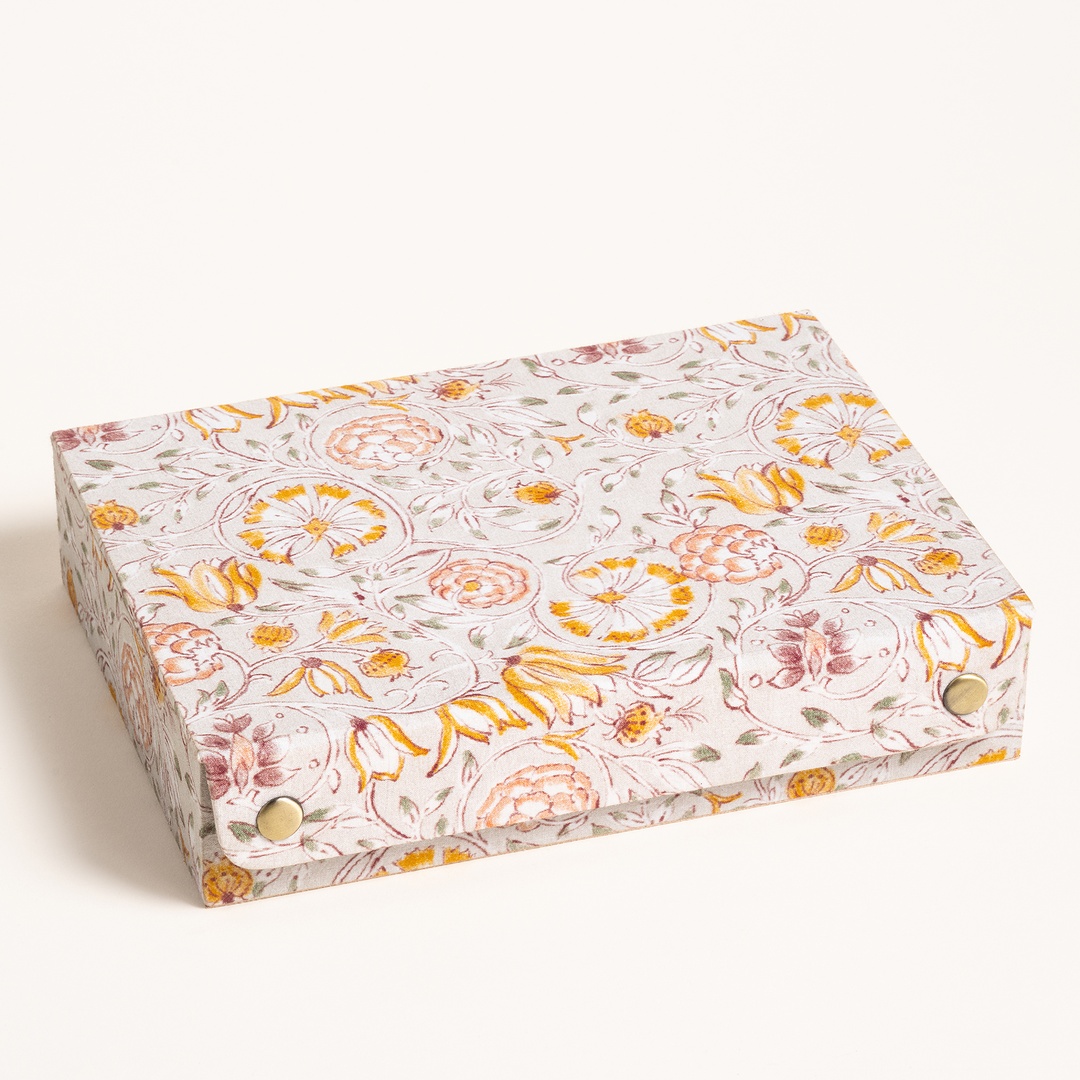 Noıda Baskılı Pamuk Dekoratif Kutu 32.80x21.60 Cm Gri