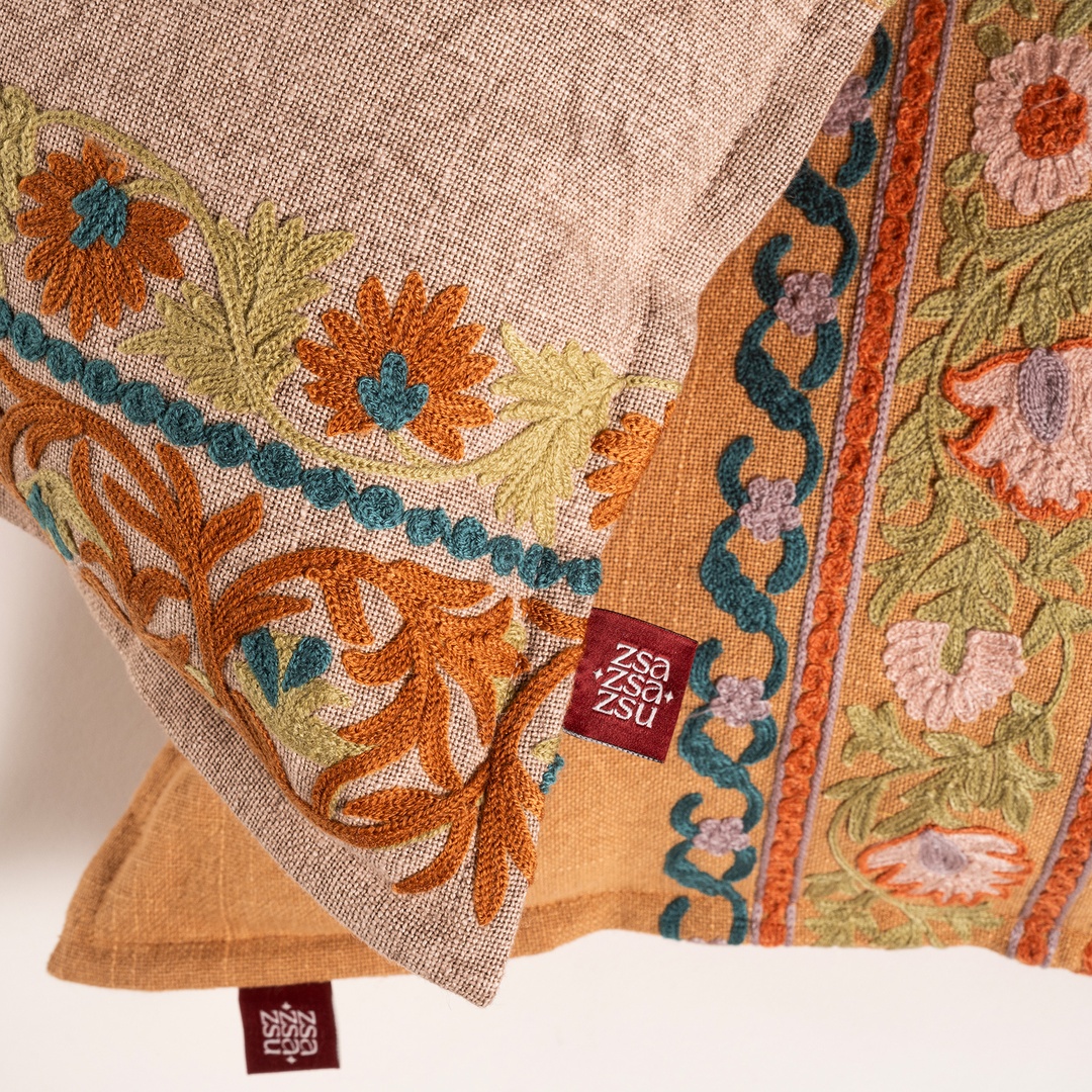 Bundı El Baskısı Pamuk Pamuk Dolgulu Kırlent 30x55 Cm Açık Pembe