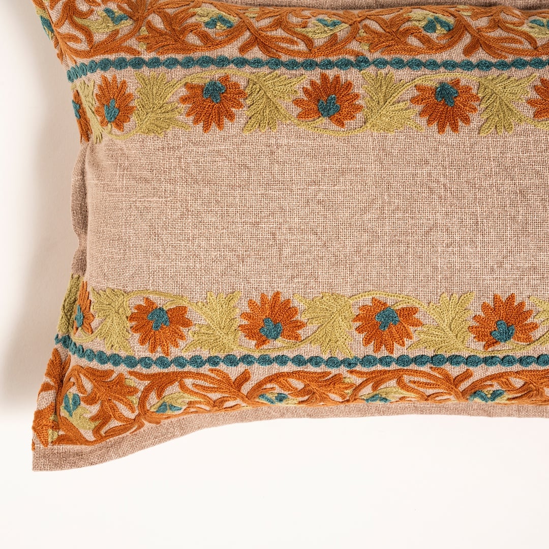 Bundı El Baskısı Pamuk Pamuk Dolgulu Kırlent 30x55 Cm Açık Pembe