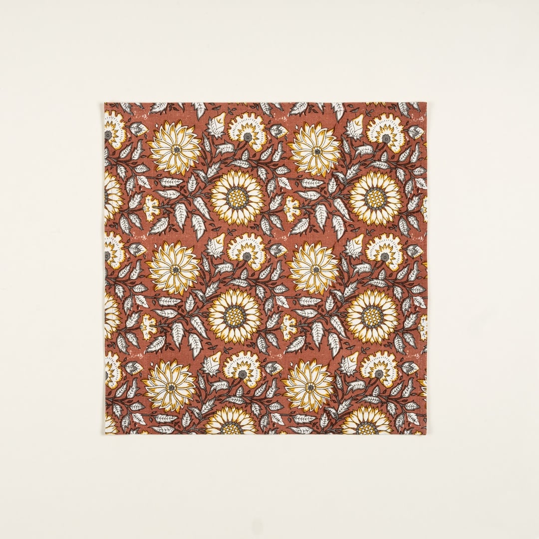 Bundı El Baskısı 2'li Pamuk %100 Pamuk Peçete 45x45 Cm Kıremıt