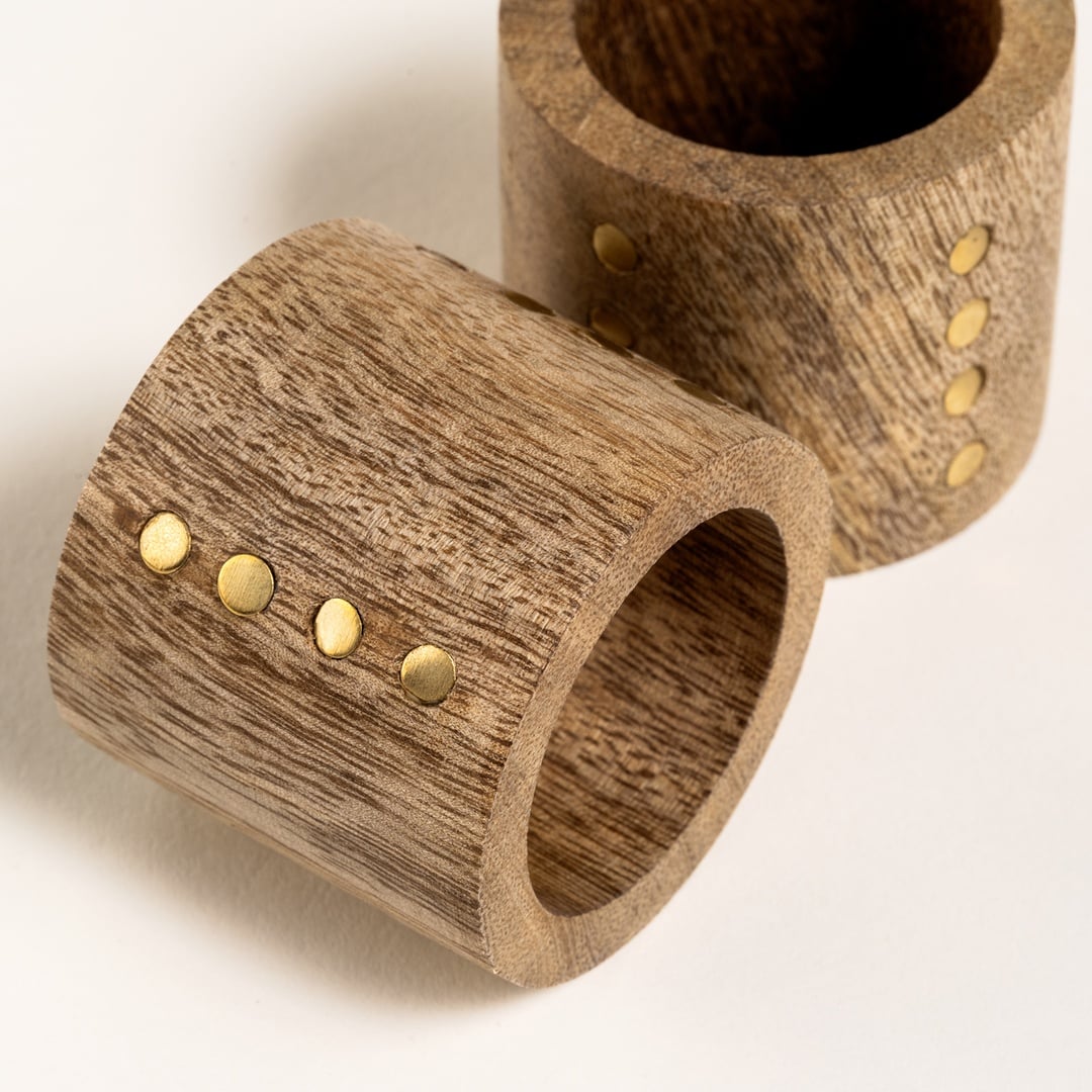 Rampur Mango Ağacı Peçete Halkası 5x5x4 Cm Natural