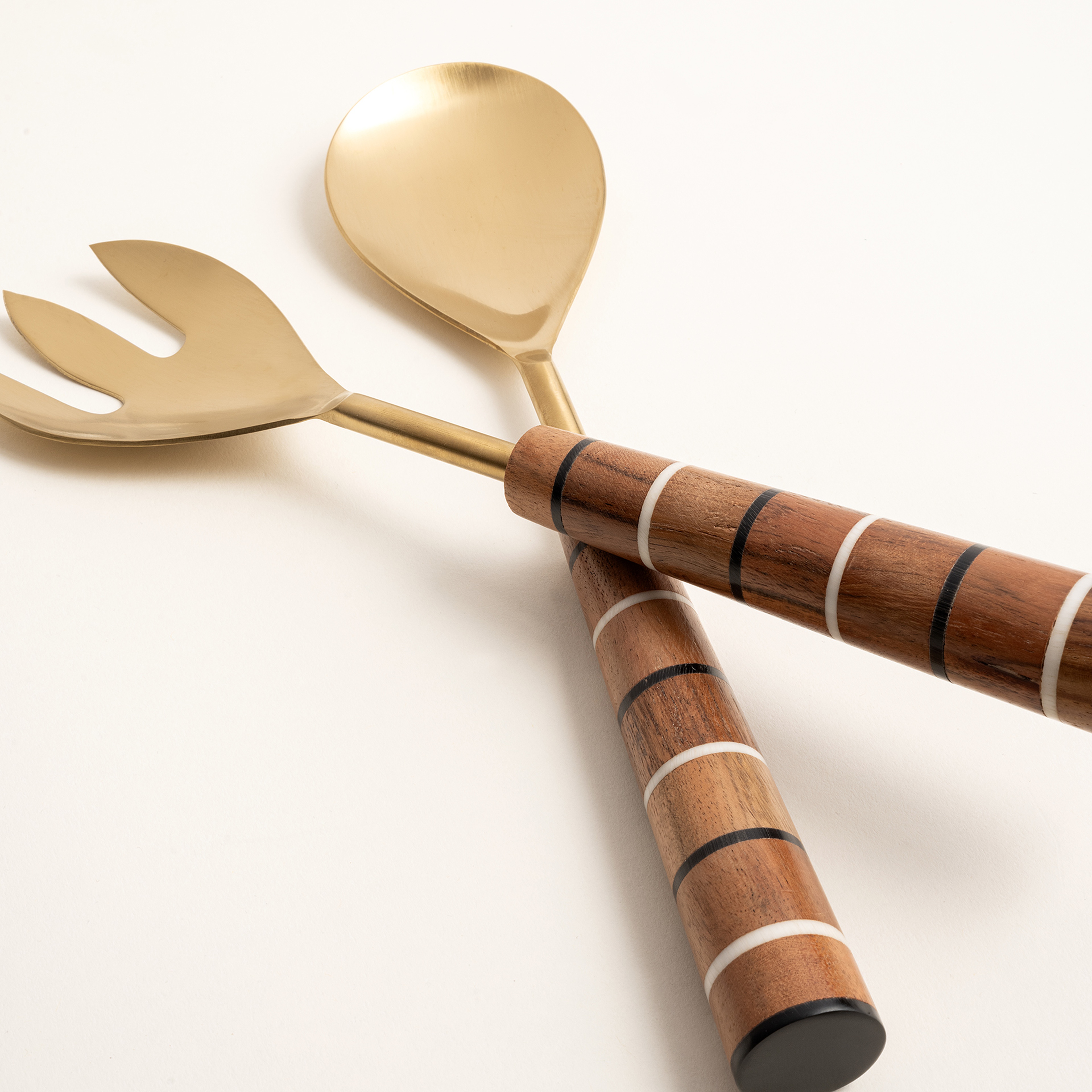 Rampur Çelik Salata Kaşık Seti 29 Cm Kahverengi - Altın