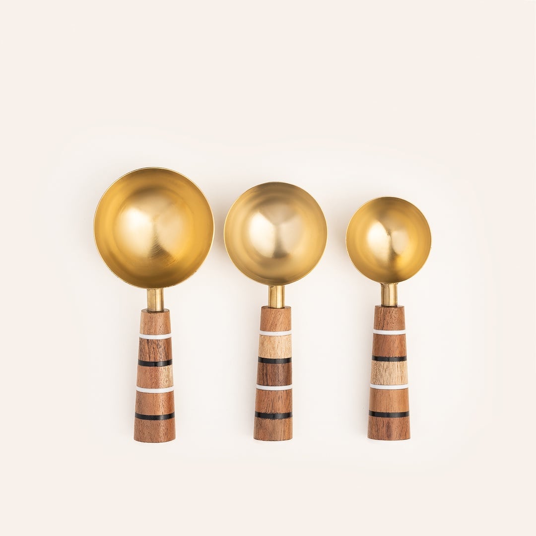 Rampur Çelik Ölçü Kaşık Seti 60x120x180 Ml Kahverengi - Altın