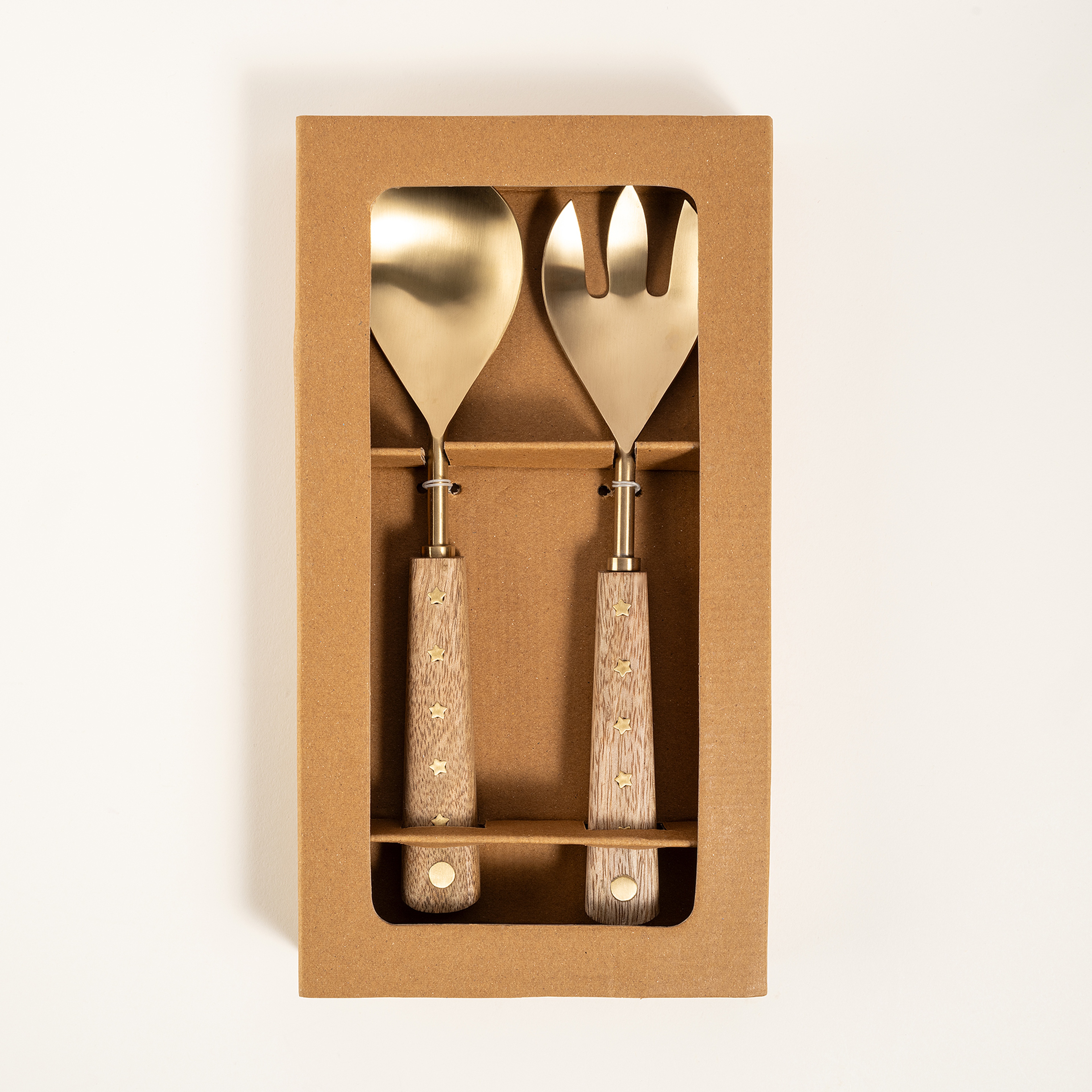 Rampur Çelik Salata Kaşık Seti 28 Cm Natural - Altın