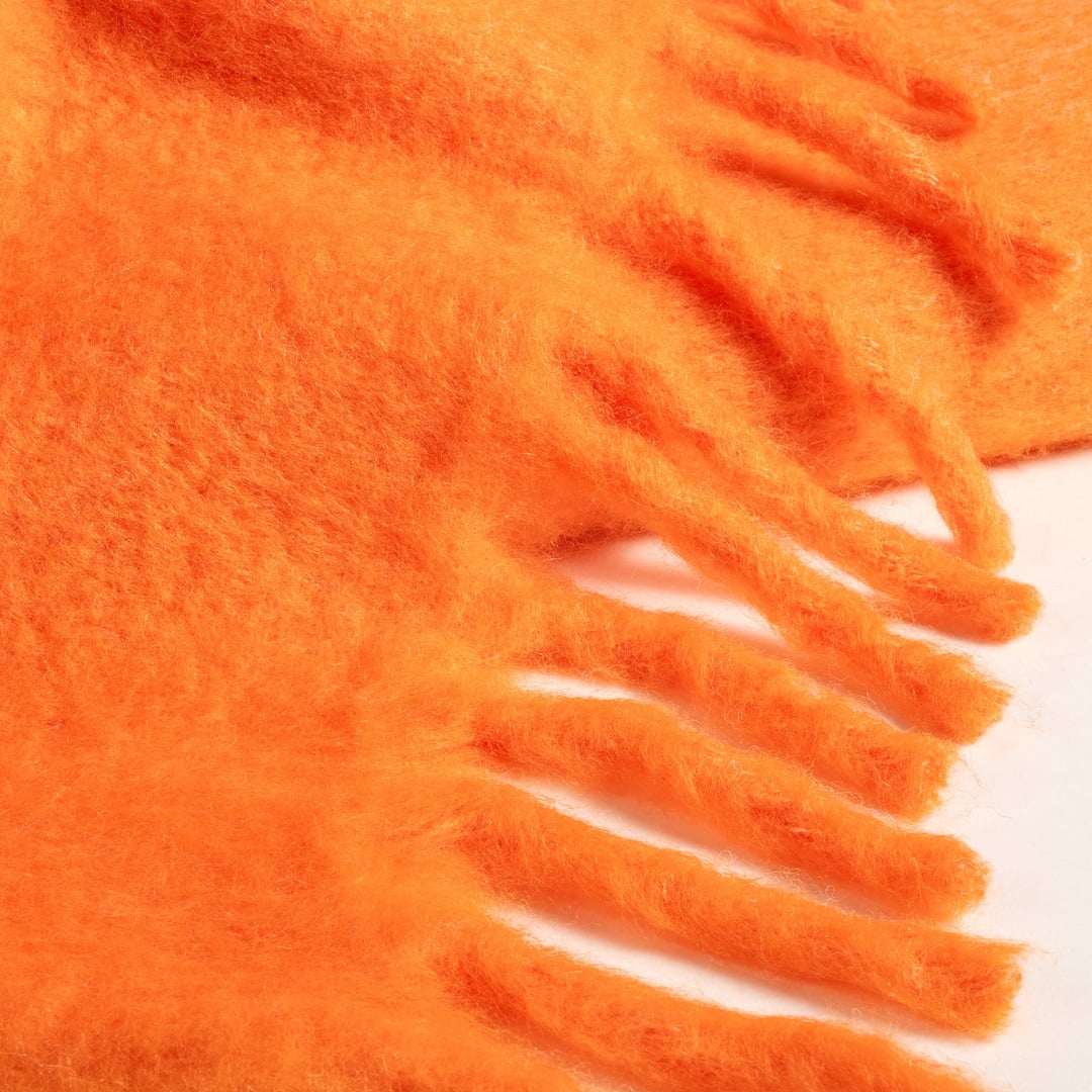 Ropar Saçaklı Akrilik Yün Akrilik Yün Koltuk Şalı 140x180 Cm Turuncu