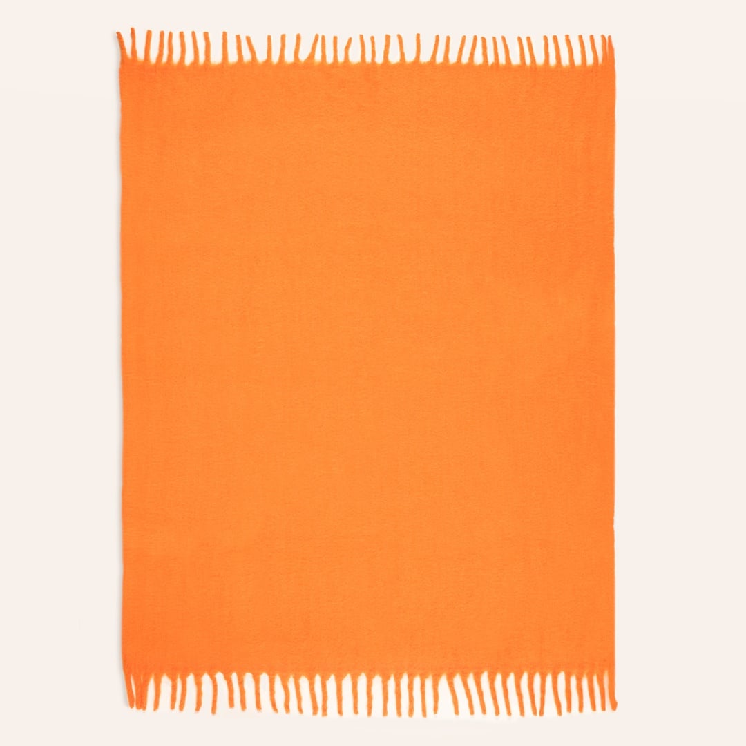 Ropar Saçaklı Akrilik Yün Akrilik Yün Koltuk Şalı 140x180 Cm Turuncu