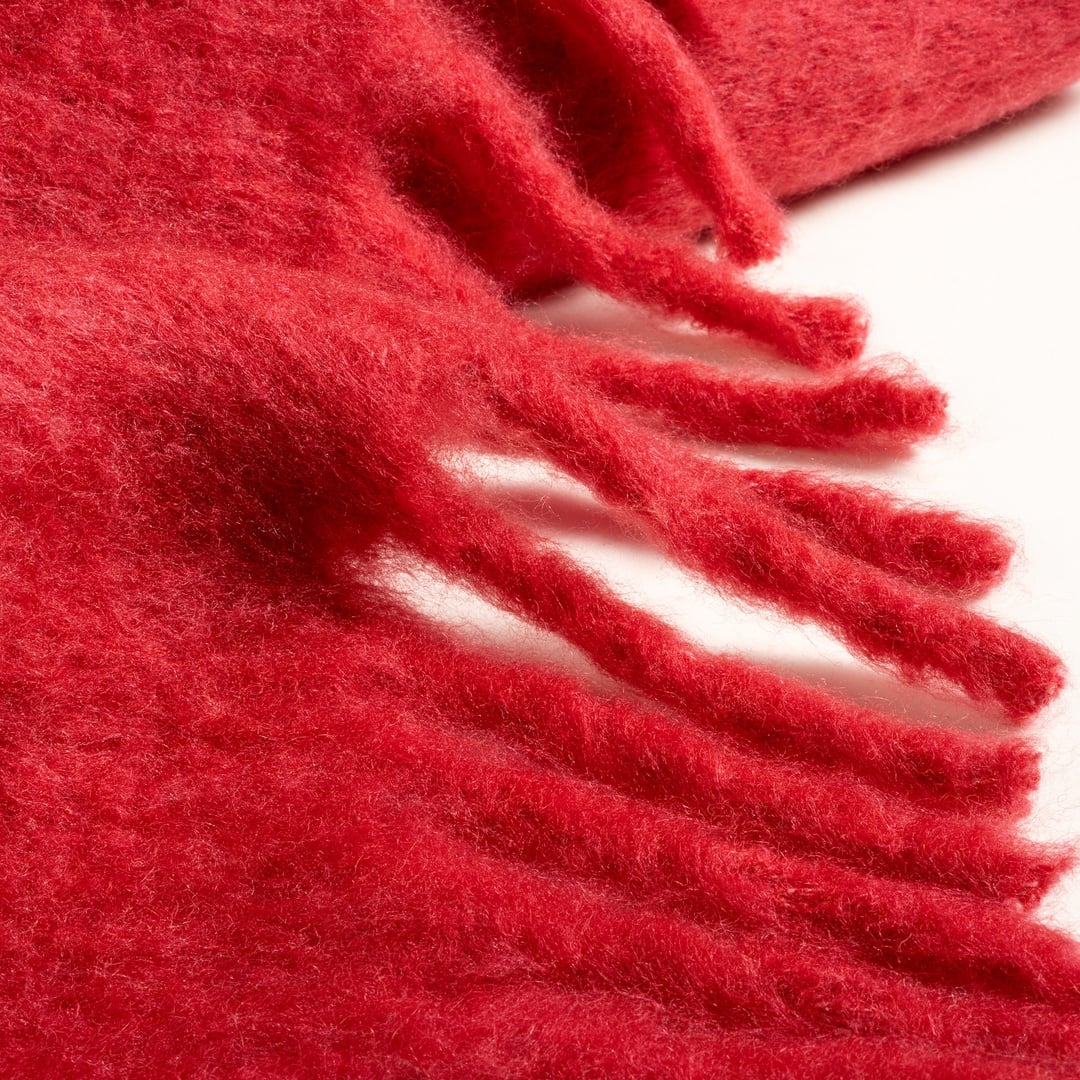 Ropar Saçaklı Akrilik Yün Akrilik Yün Koltuk Şalı 140x180 Cm Fuşya