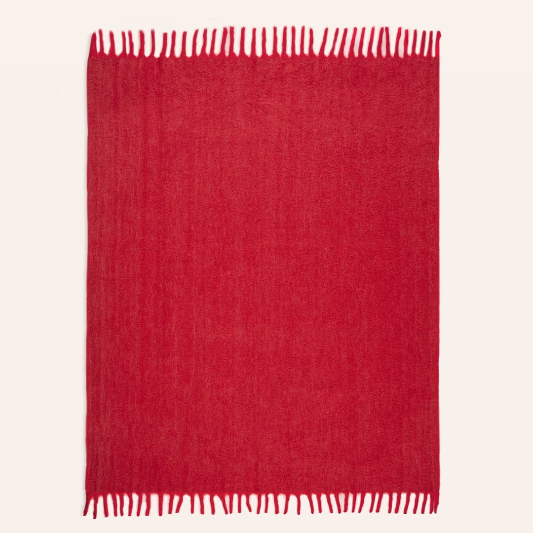 Ropar Saçaklı Akrilik Yün Akrilik Yün Koltuk Şalı 140x180 Cm Fuşya