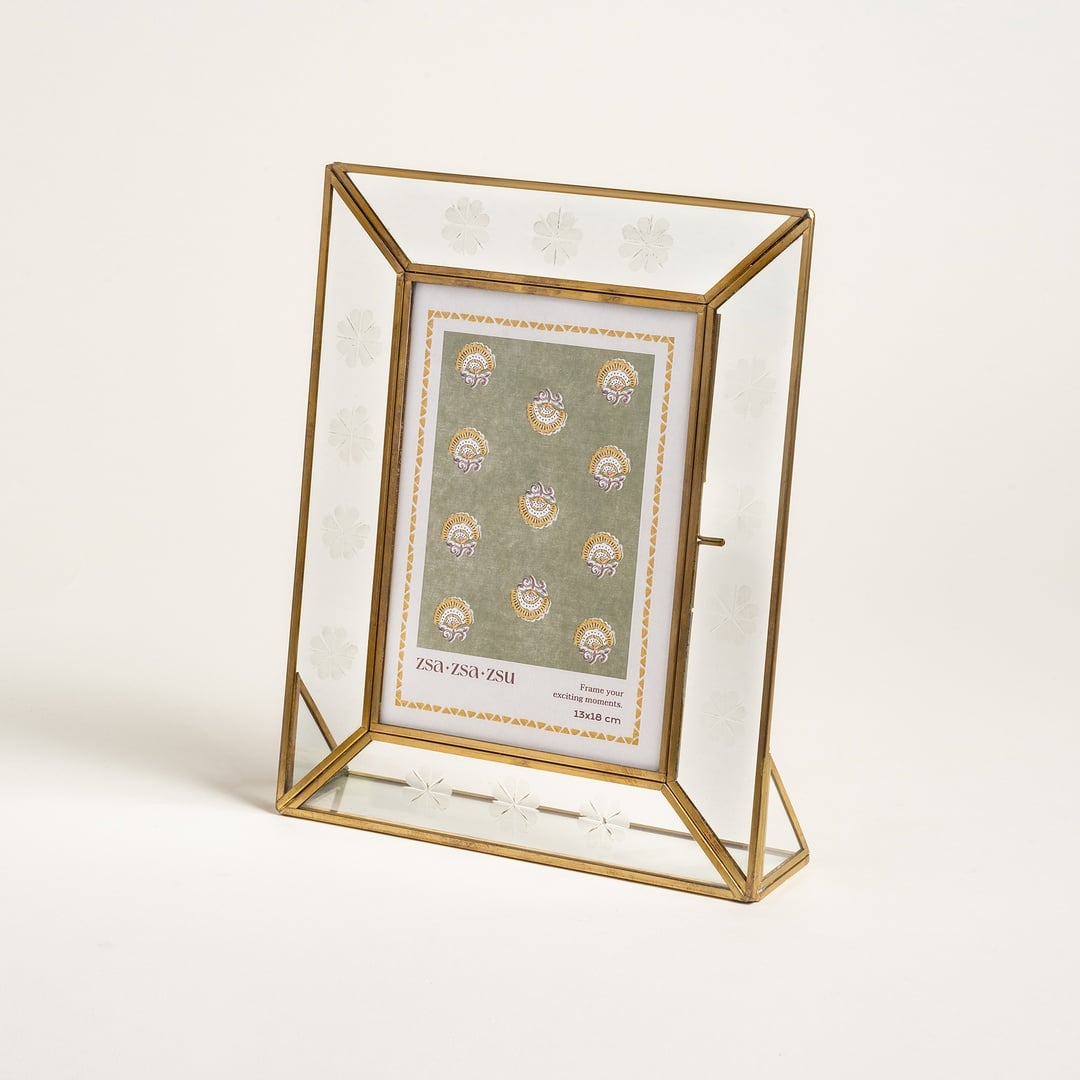 Fagu Cam Çerçeve 21x25x4 Cm Şeffaf - Altın