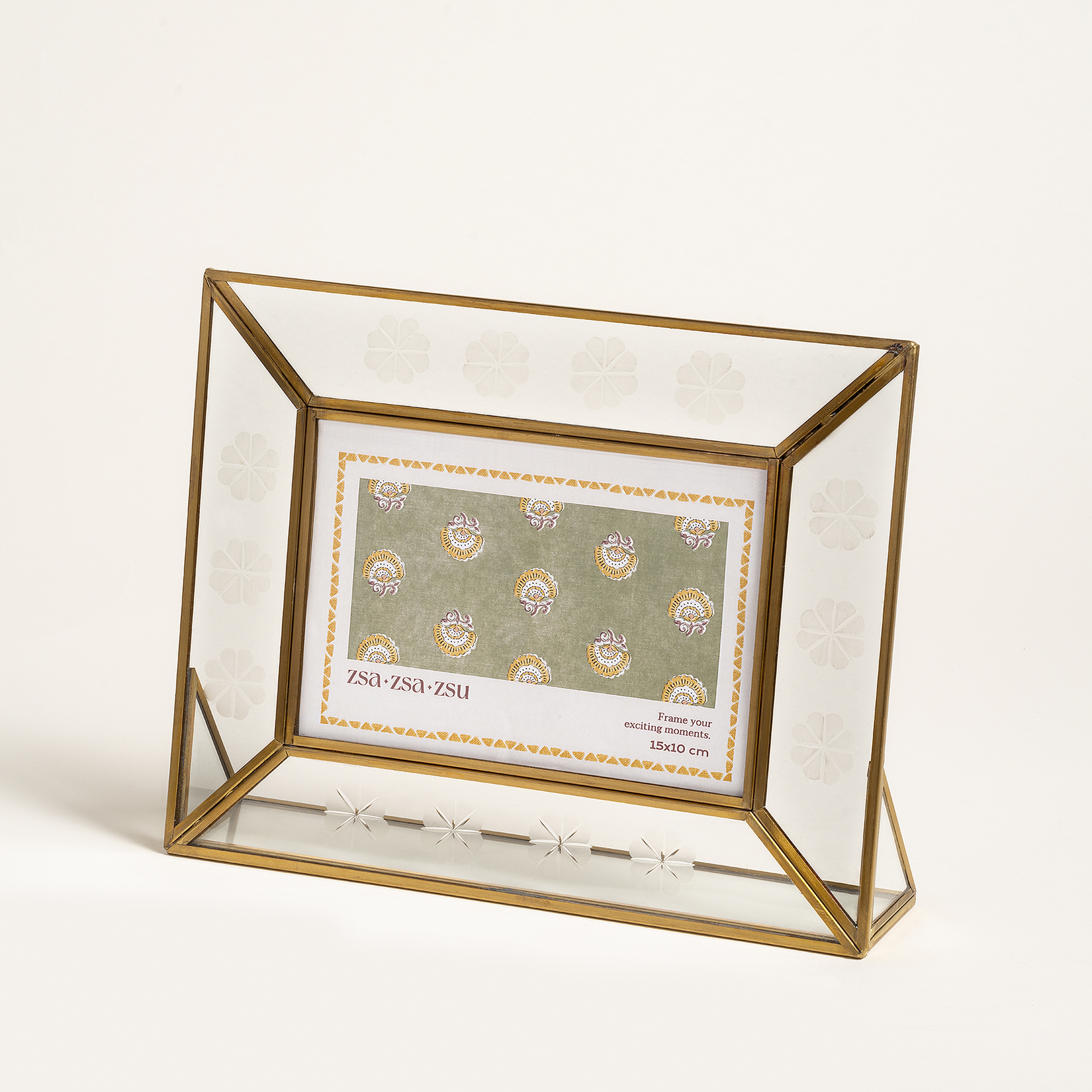 Fagu Cam Çerçeve 24x18x5 Cm Şeffaf - Altın