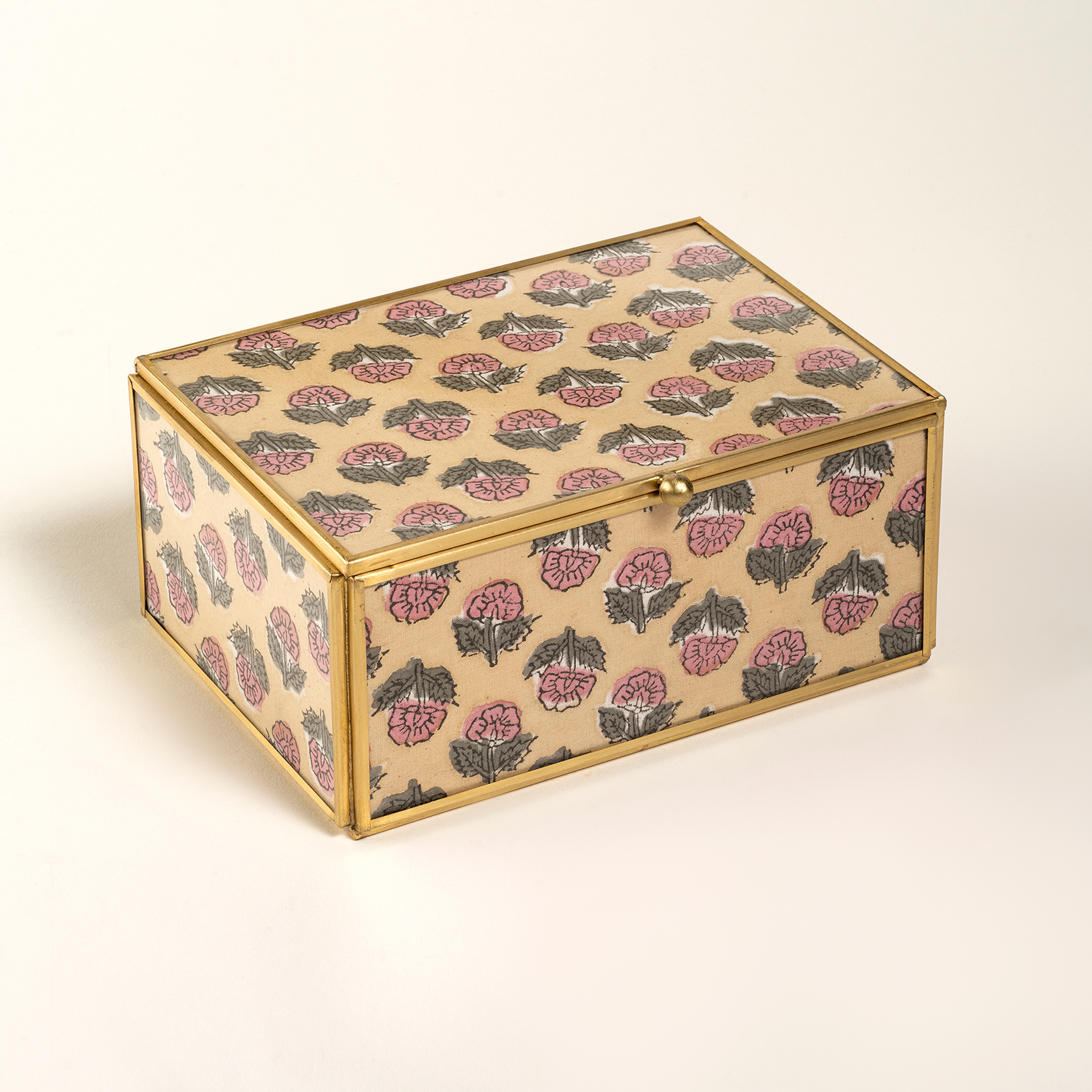 Fagu Cam Dekoratif Kutu 19x14x9 Cm Pembe - Yeşil