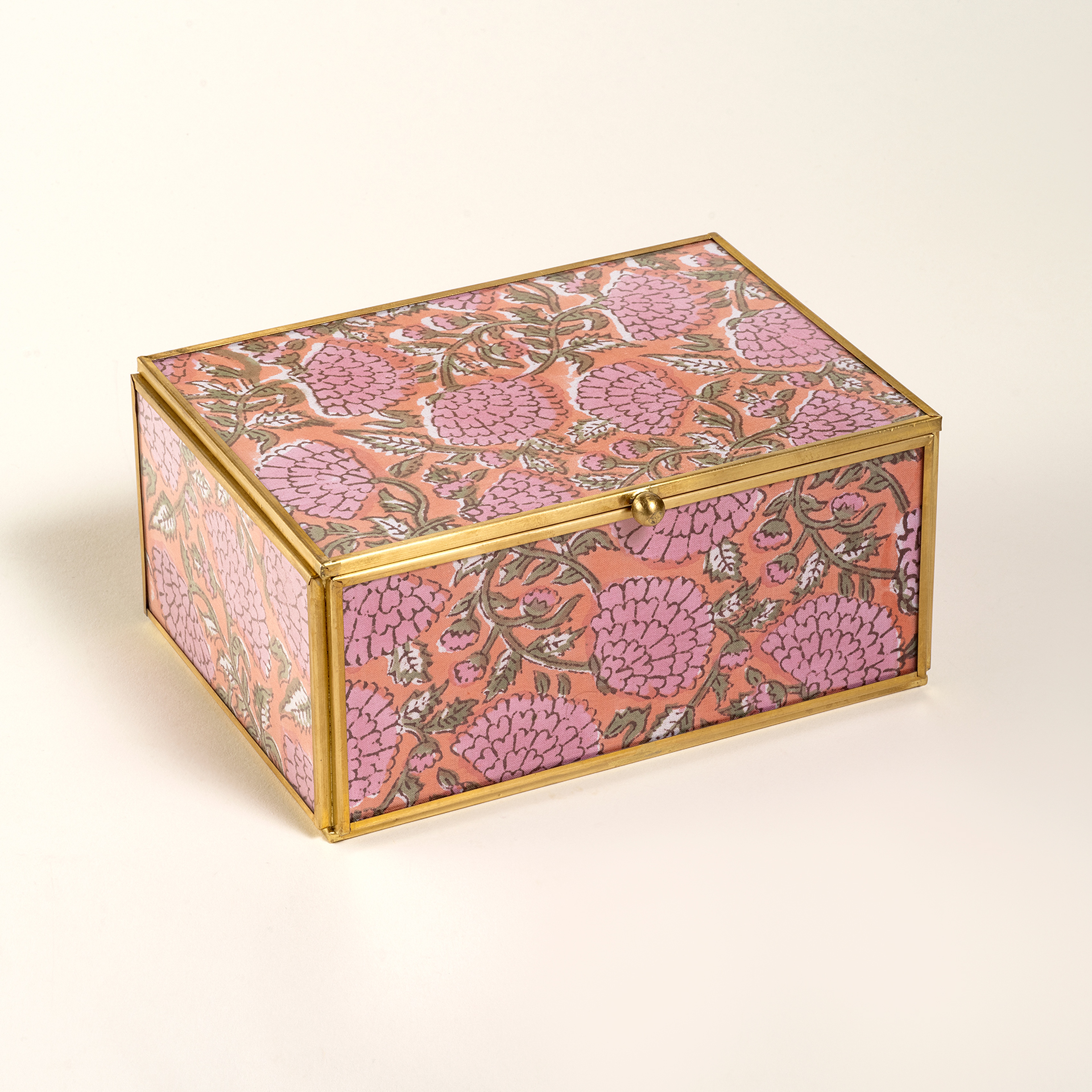 Fagu Cam Dekoratif Kutu 19x14x9 Cm Pembe